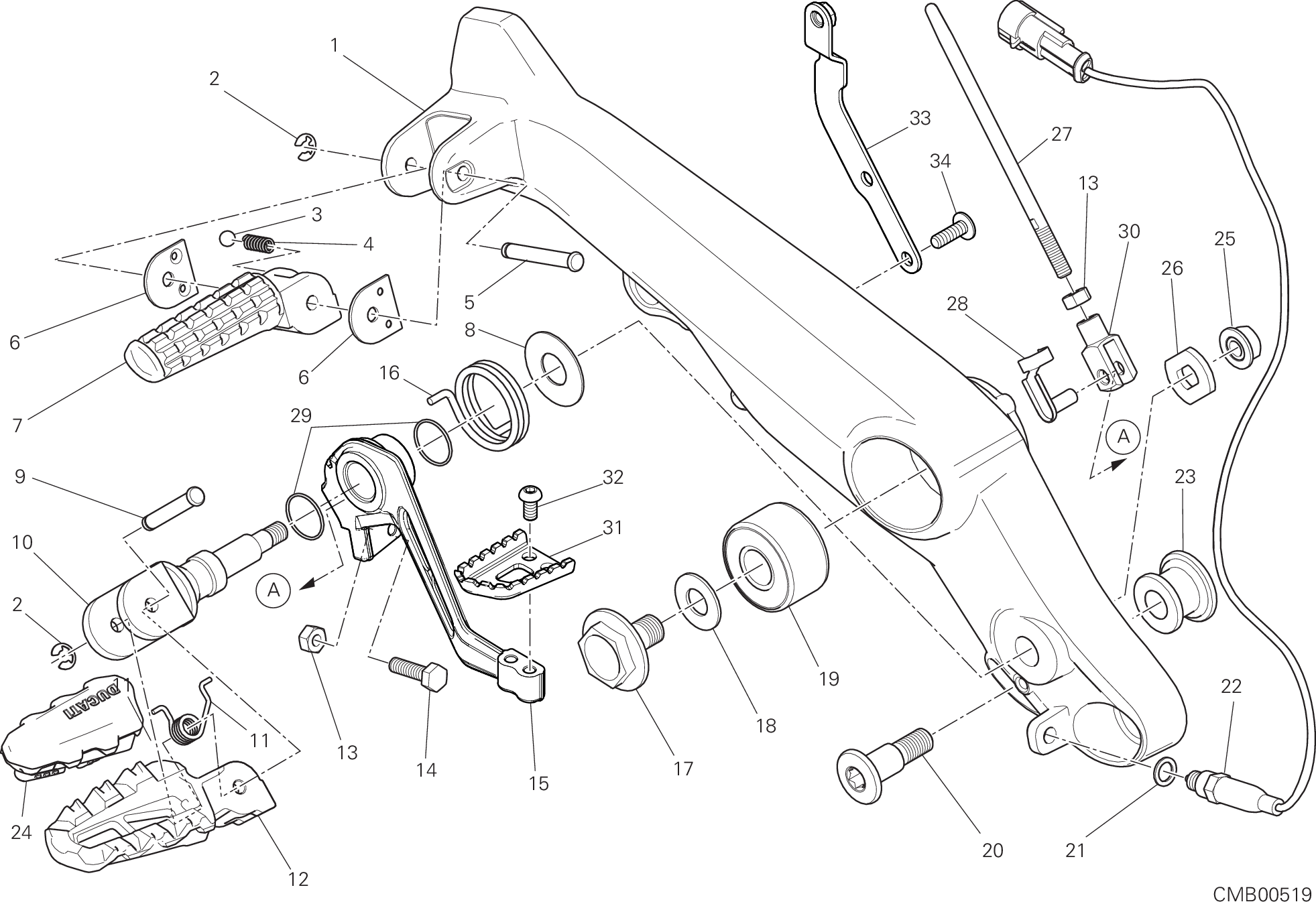 26B REPOSE PIEDS DROIT POUR SCRAMBLER 1100 2018