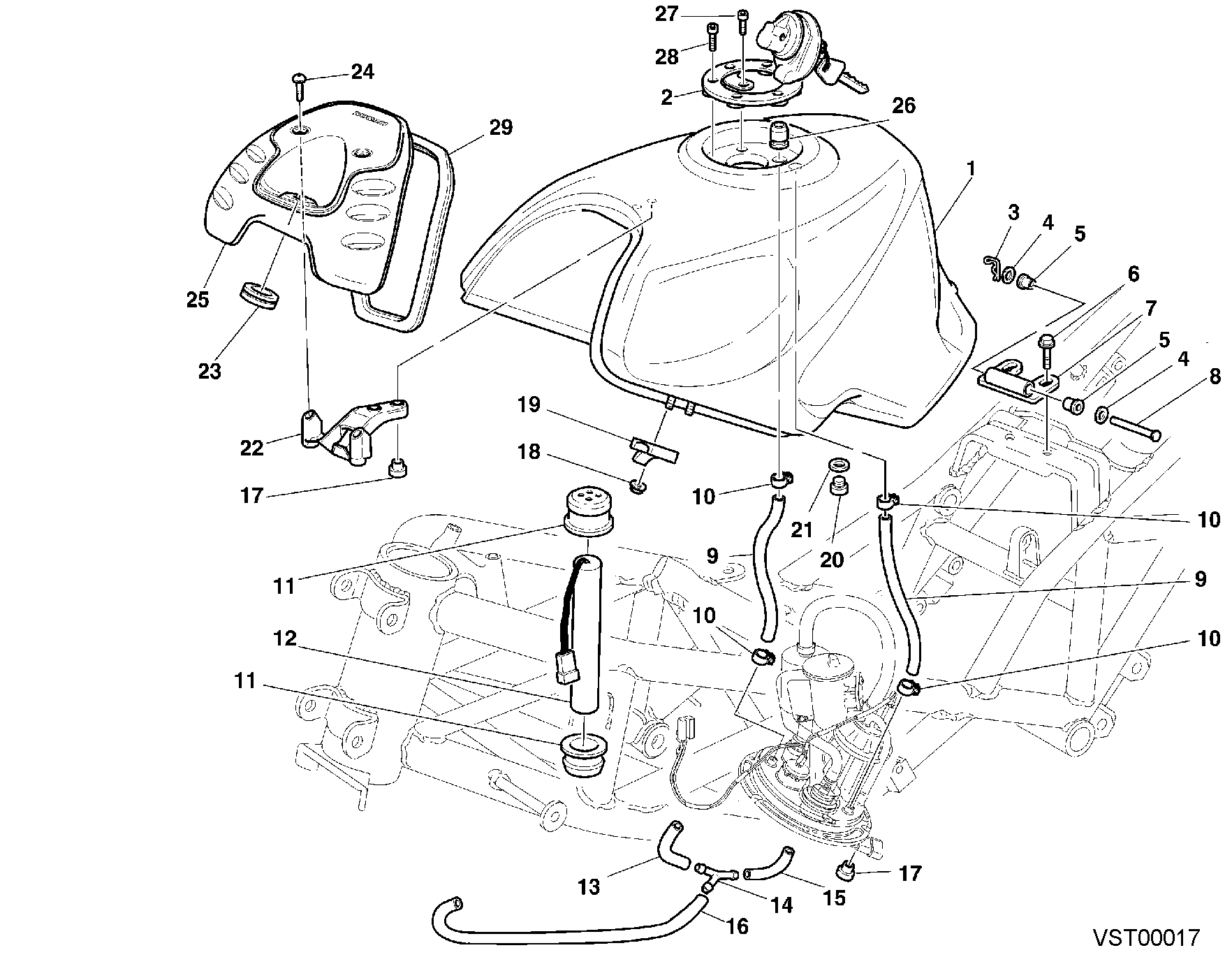 041 RESERVOIR CARBURANT POUR SPORT TOURING ST4 2000