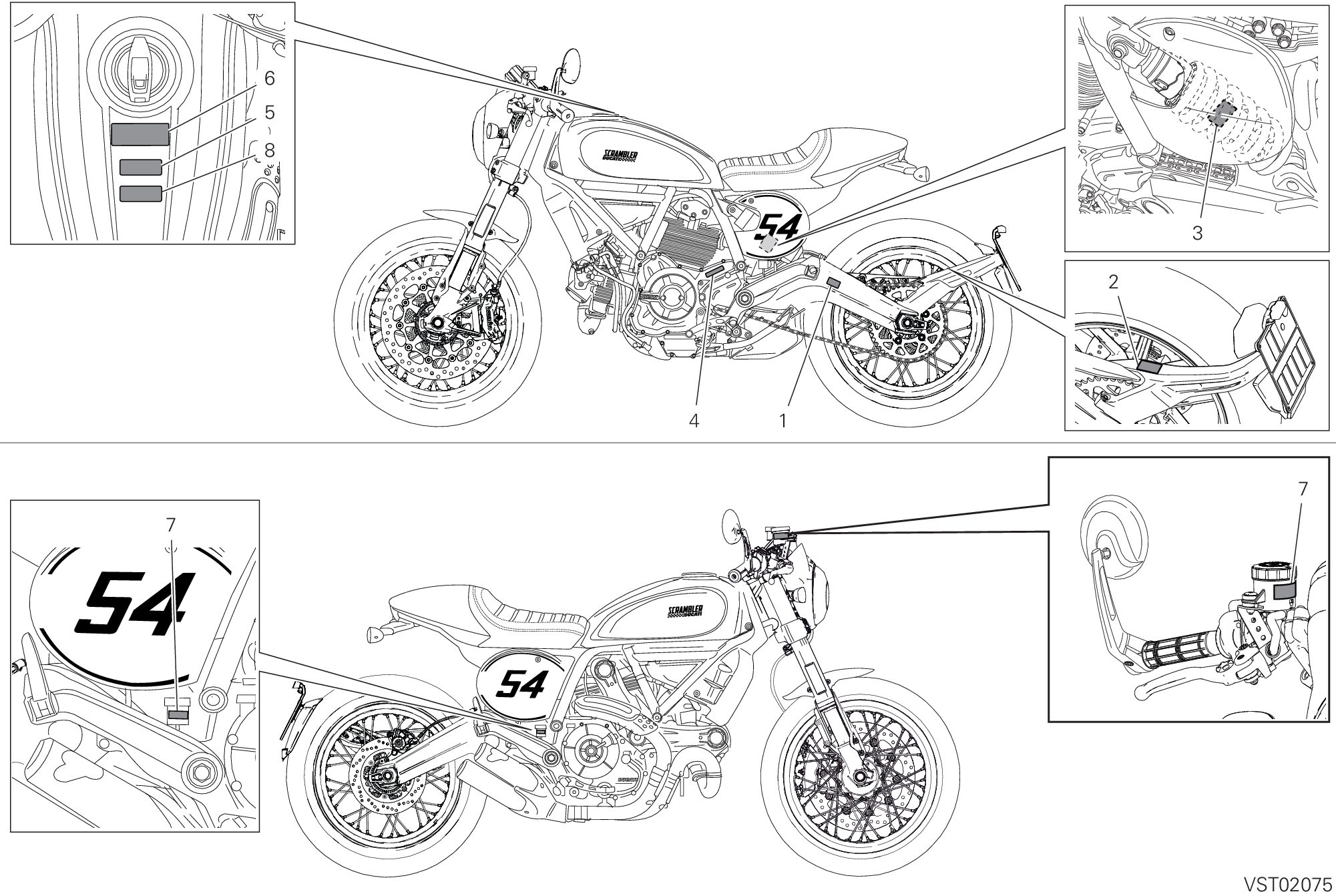 38A POSITIONNEMENT DE PLACEMENT POUR SCRAMBLER CAFE RACER 2020