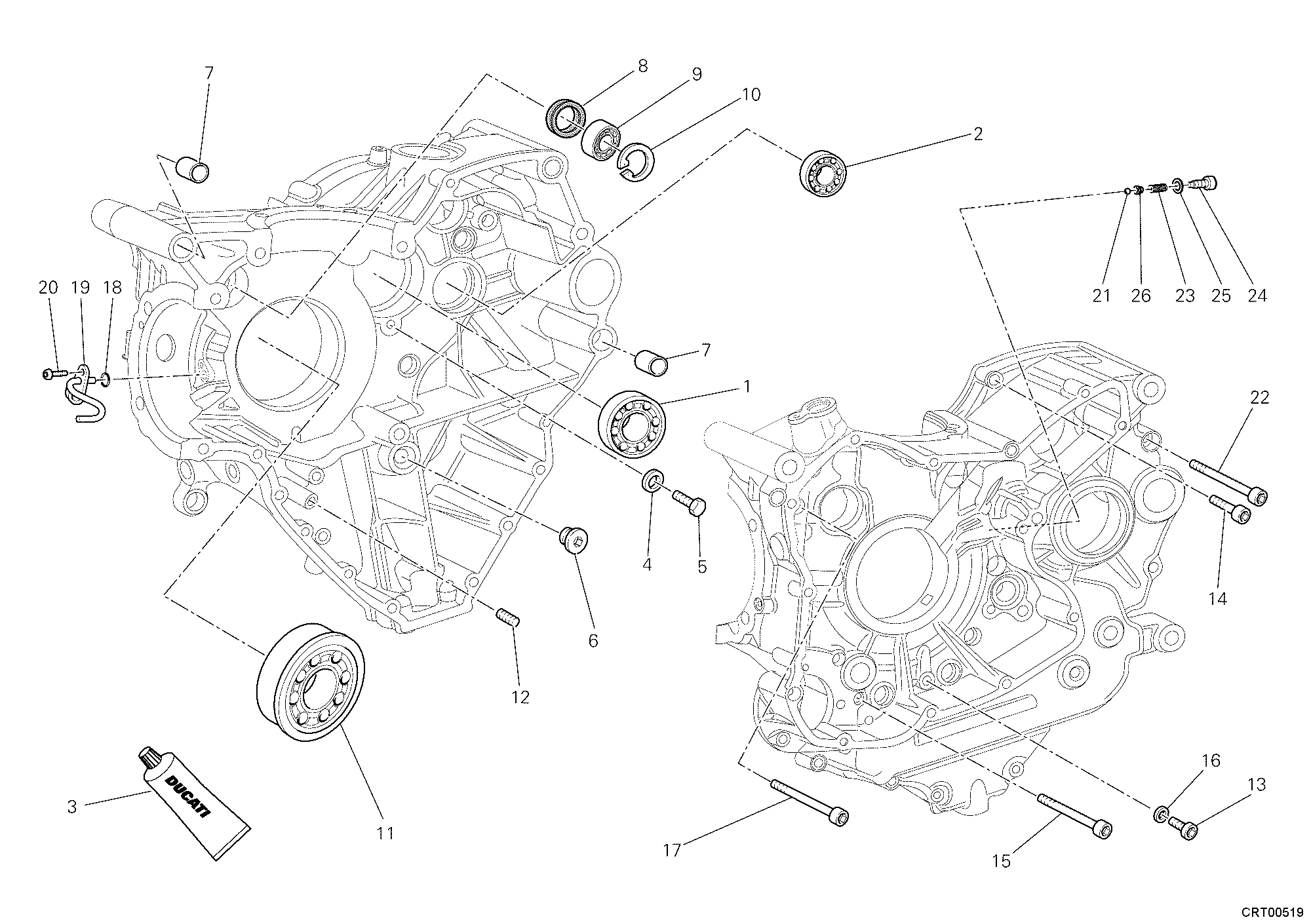 10A ROULEMENTS CARTER MOTEUR POUR SUPERBIKE 848 EVO 2011