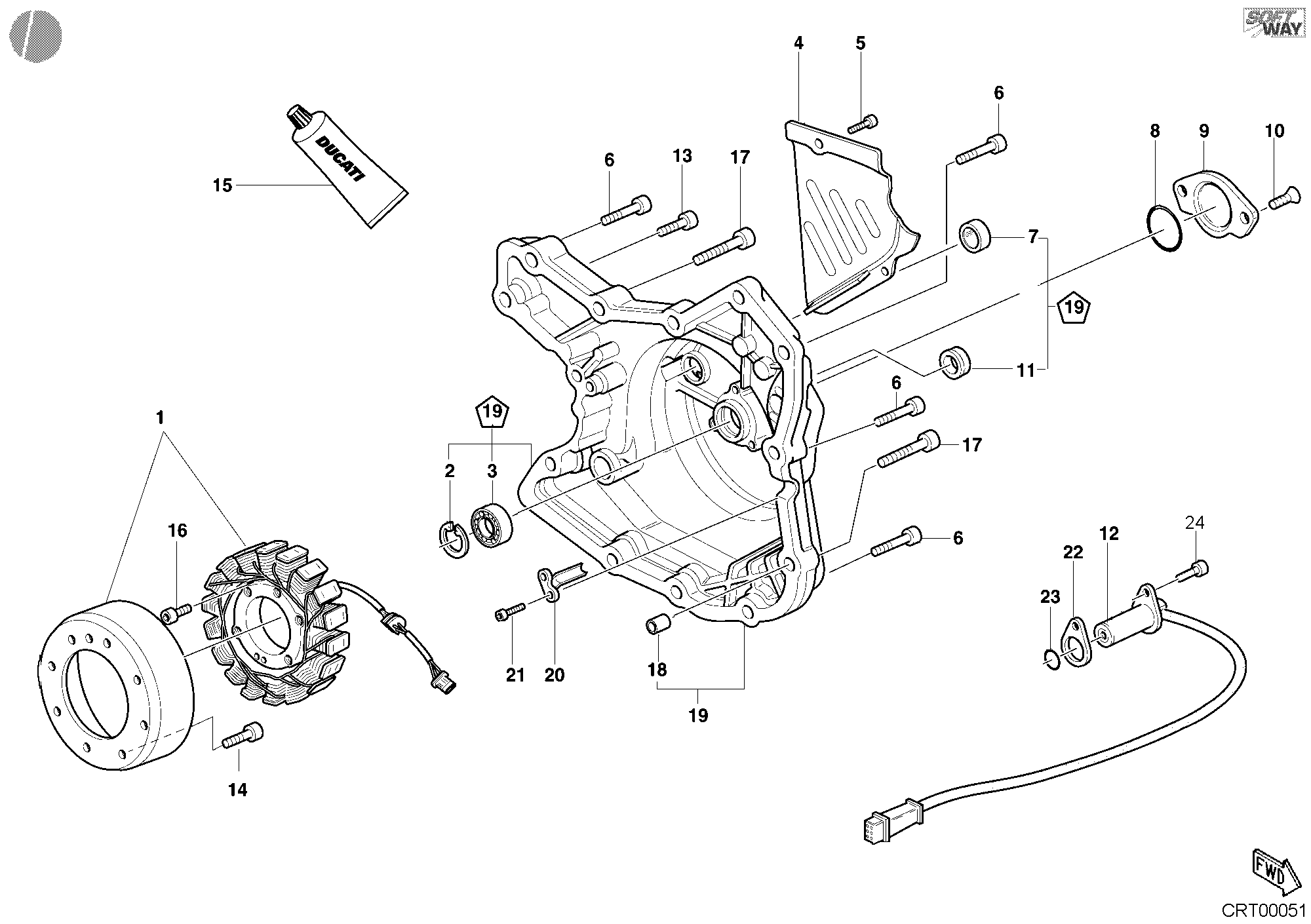 011 COUVERCLE GENERATEUR POUR SUPERSPORT 750 S 2002