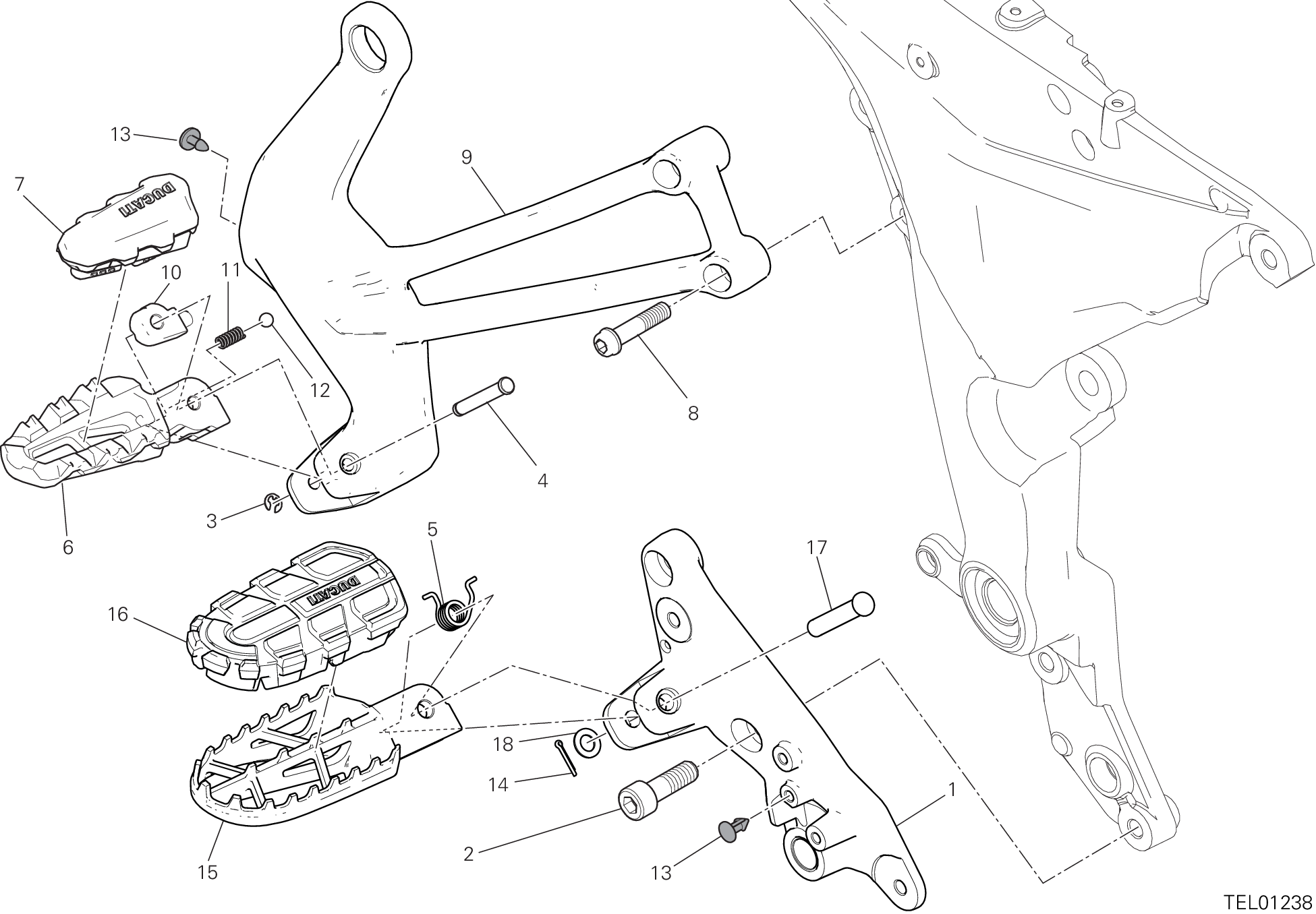 27D REPOSE PIEDS DROIT POUR MULTISTRADA 1260 ENDURO TOURING 2020