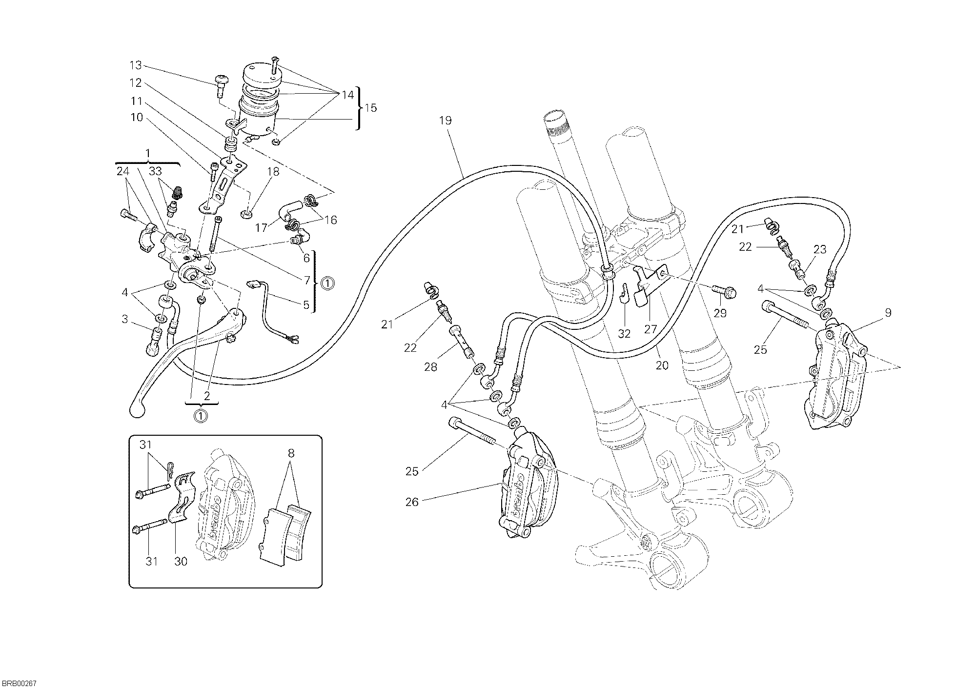 024 SYSTEME DE FREIN AVANT POUR SUPERBIKE 848 2010
