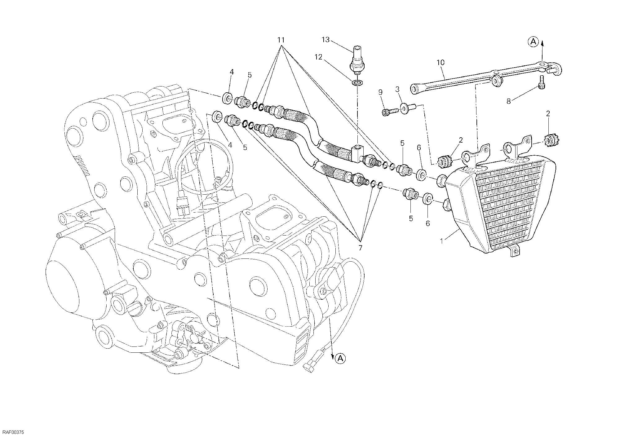 016 RADIATEUR A HUILE POUR SUPERBIKE 848 EVO 2012