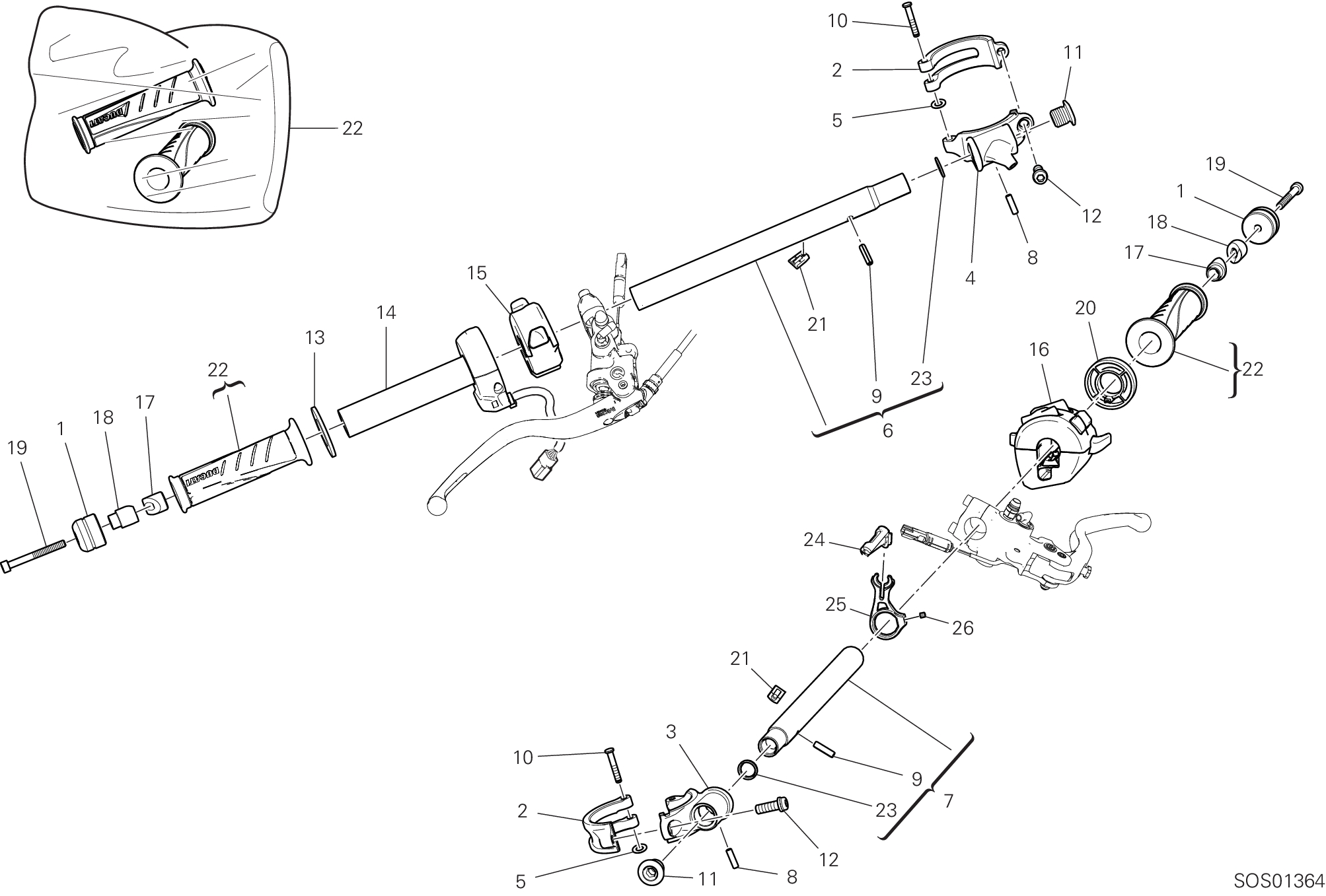 22A DEMI GUIDON POUR SUPERBIKE PANIGALE V4 TRICOLORE 2025