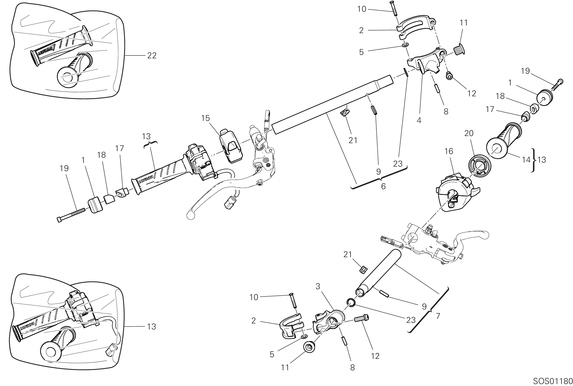 22A DEMI GUIDON POUR SUPERBIKE PANIGALE V4 S 2024