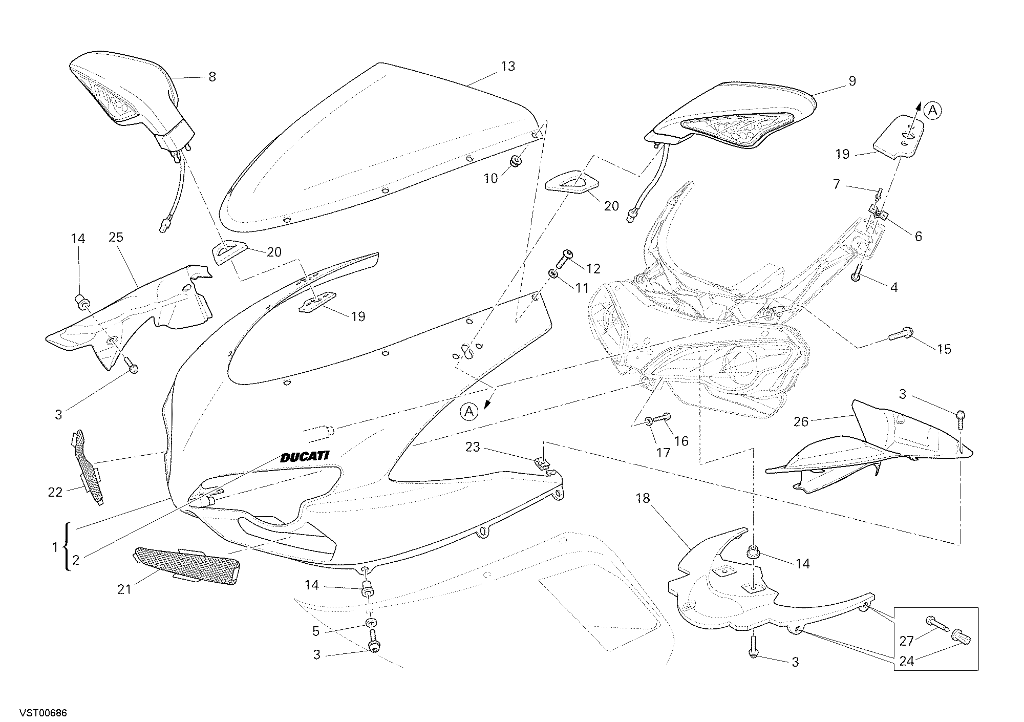034 CAPOT AVANT POUR SUPERBIKE 1098 S 2008