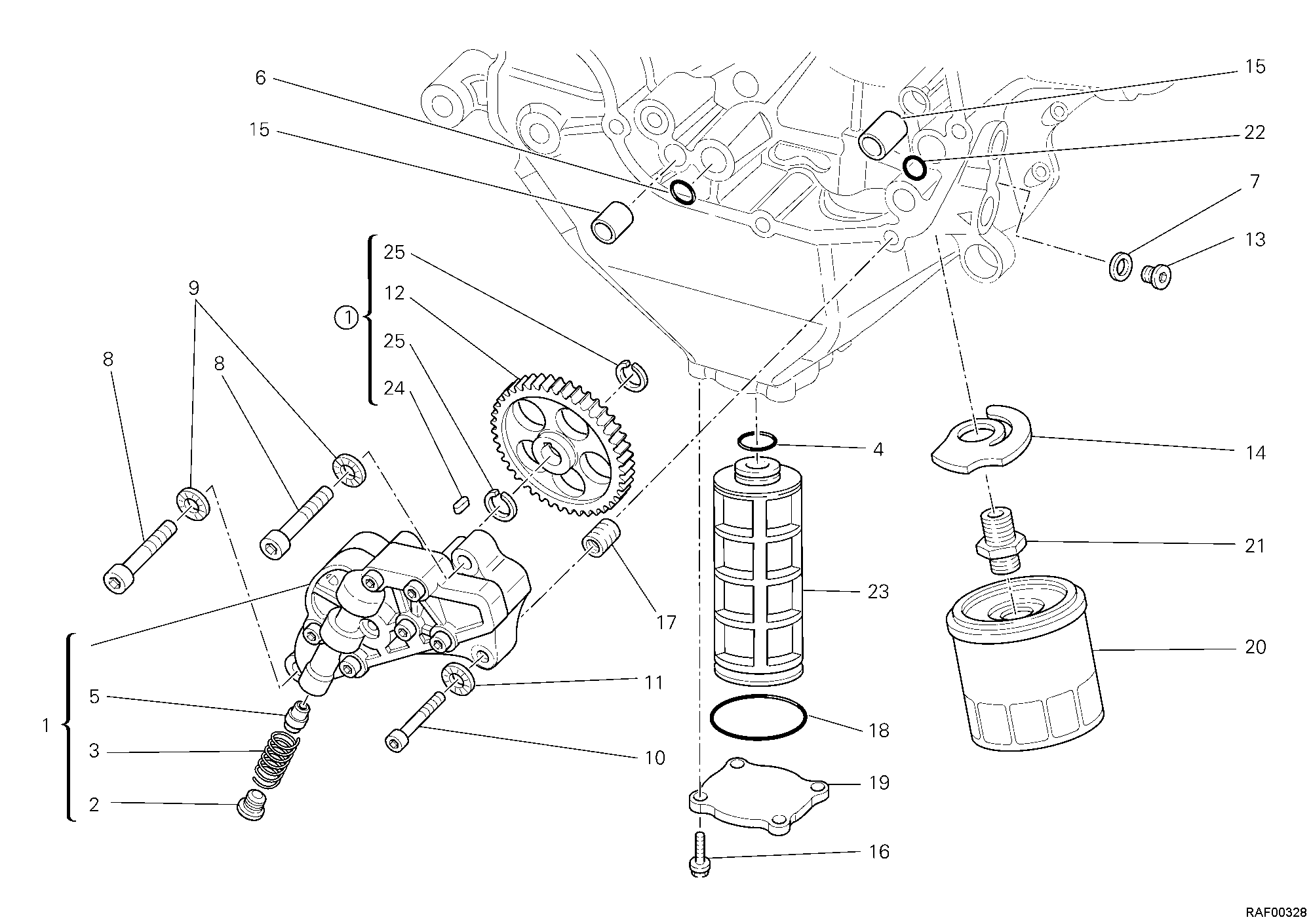 009 POMPE A HUILE FILTRE POUR SUPERBIKE 848 2008