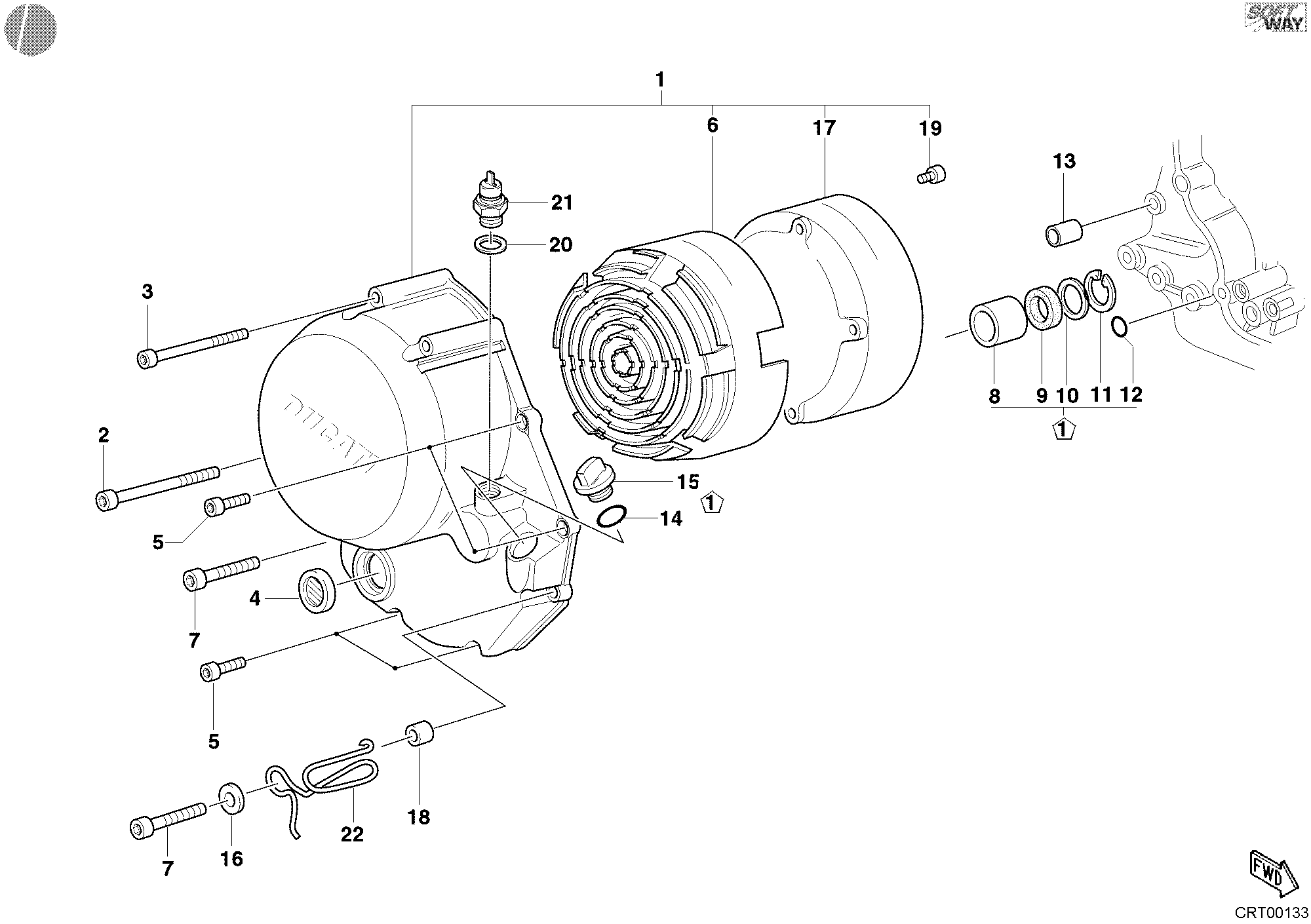 005 COUVERCLE EMBRAYAGE POUR MONSTER 800 2003