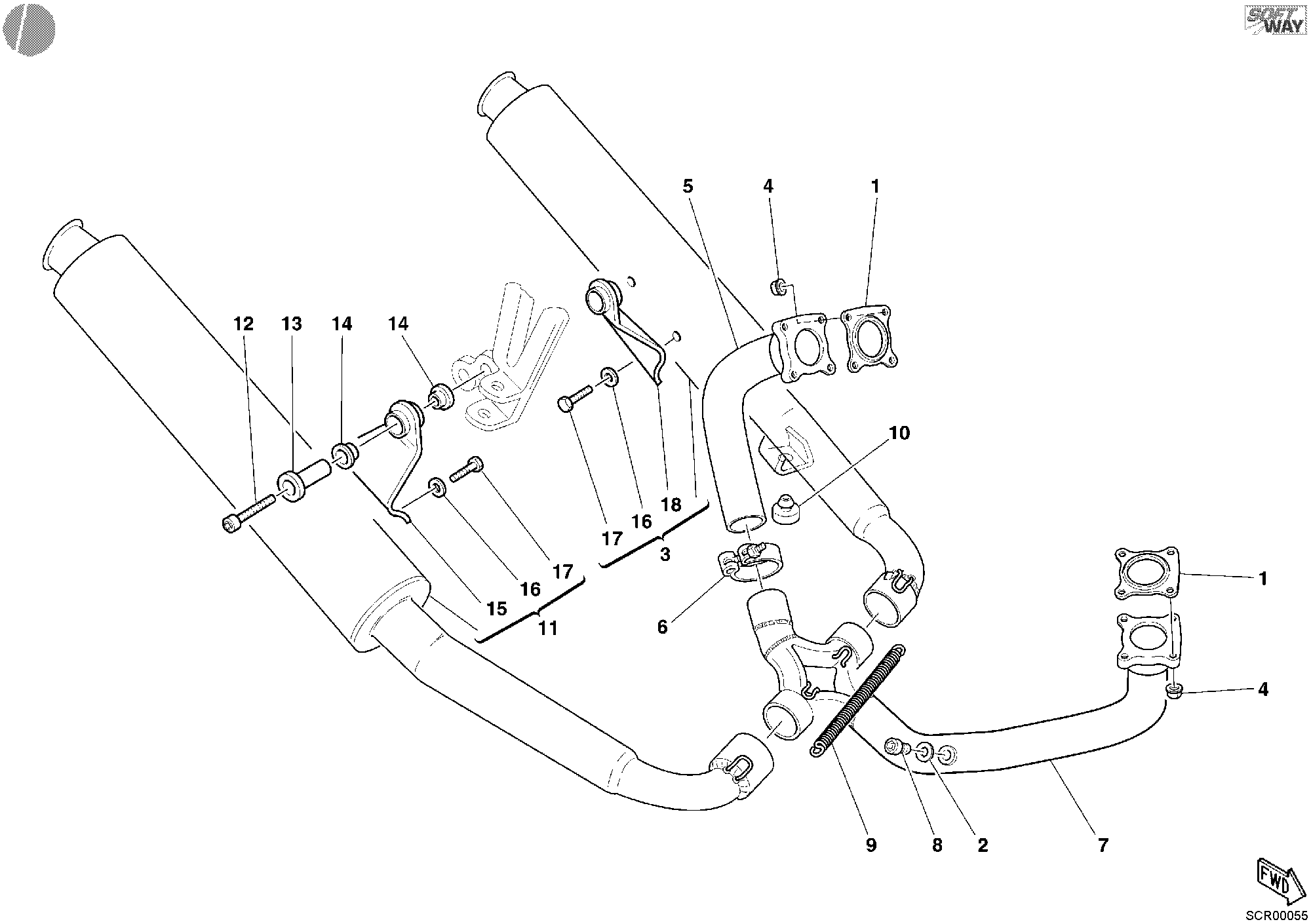 017 ECHAPPEMENT POUR SPORT TOURING ST3 2004