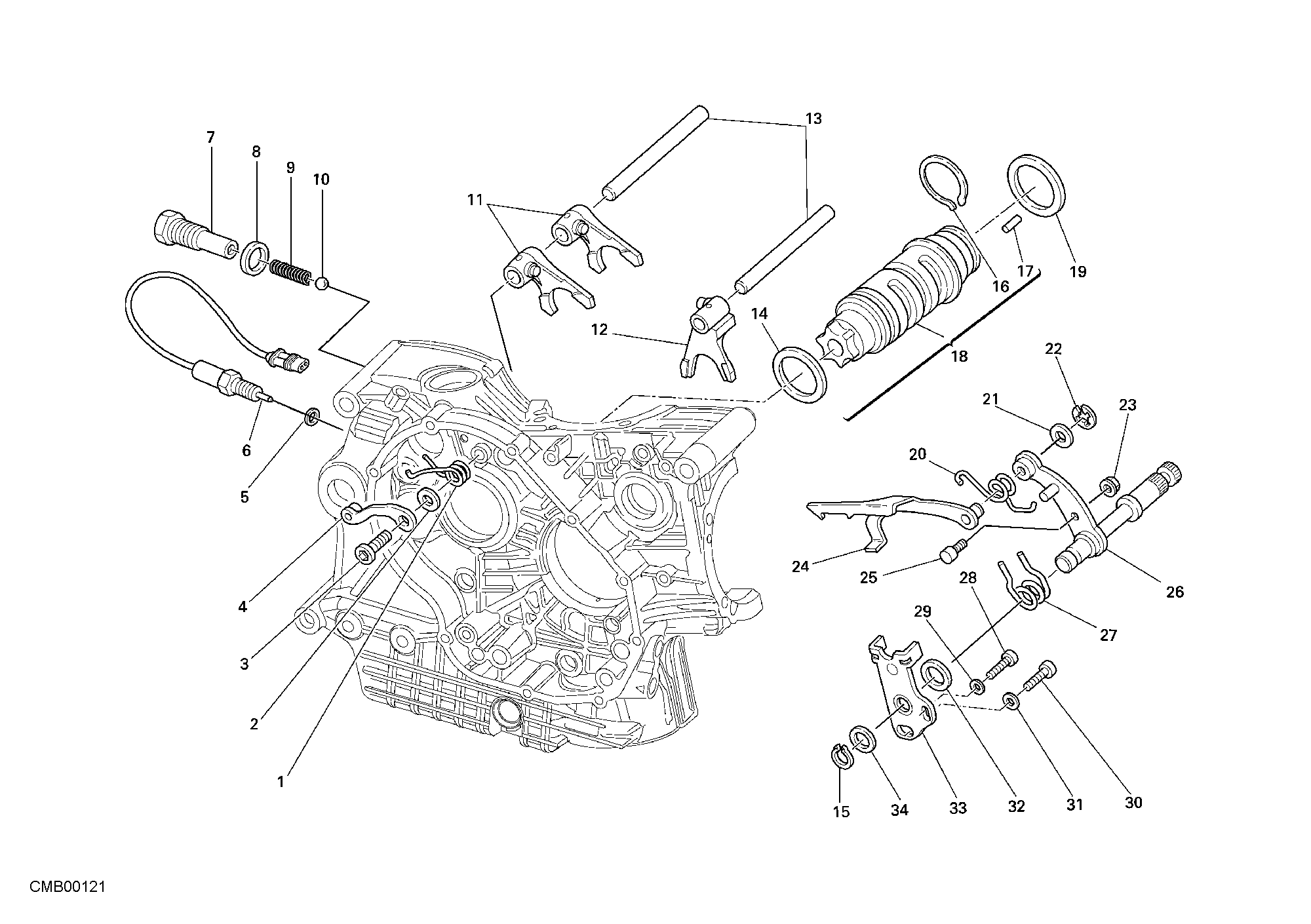 002 TAMBOUR CHANGEMENT VITESSE FOURCHETTE POUR SUPERBIKE 749 DARK 2006