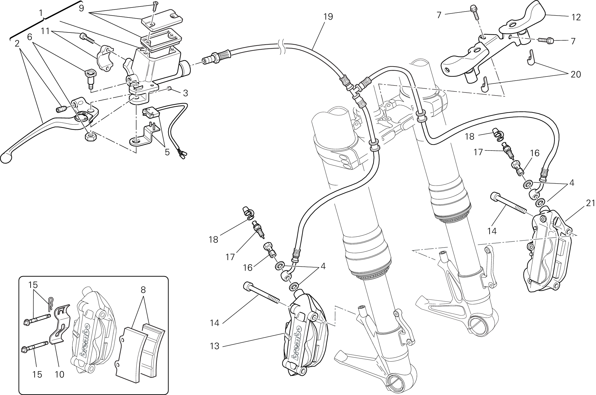 028 SYSTEME DE FREIN AVANT POUR HYPERMOTARD 796 2010