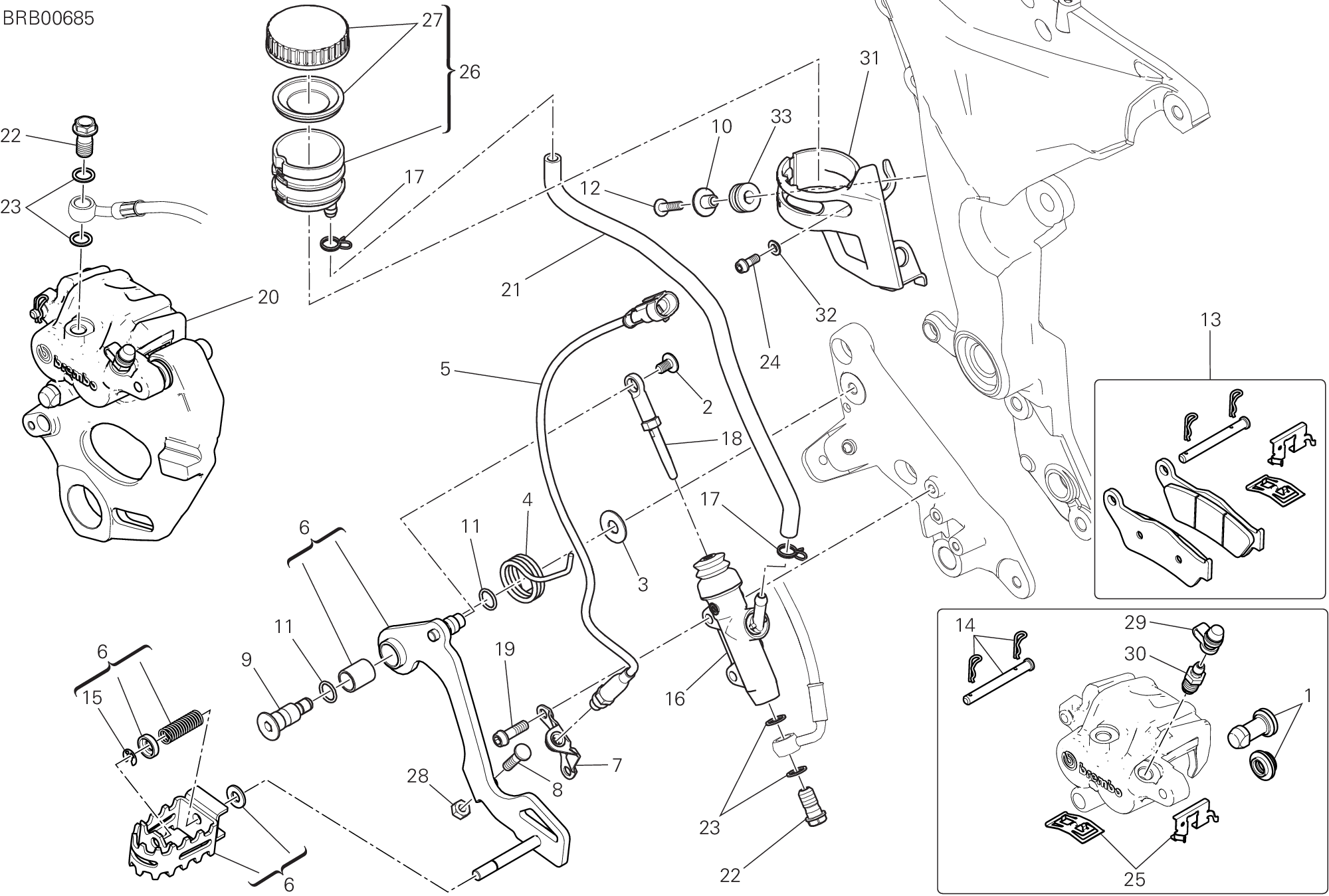 025 SYSTEME DE FREIN ARRIERE POUR MULTISTRADA 1260 ENDURO 2019