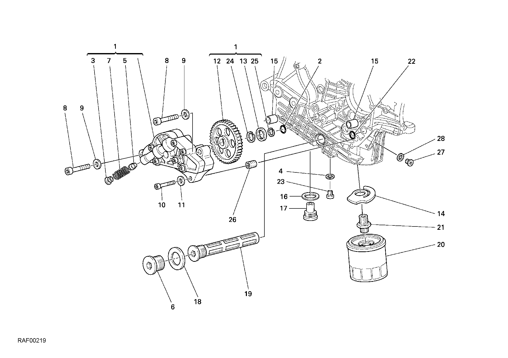 009 POMPE A HUILE FILTRE POUR SUPERBIKE 749 DARK 2006