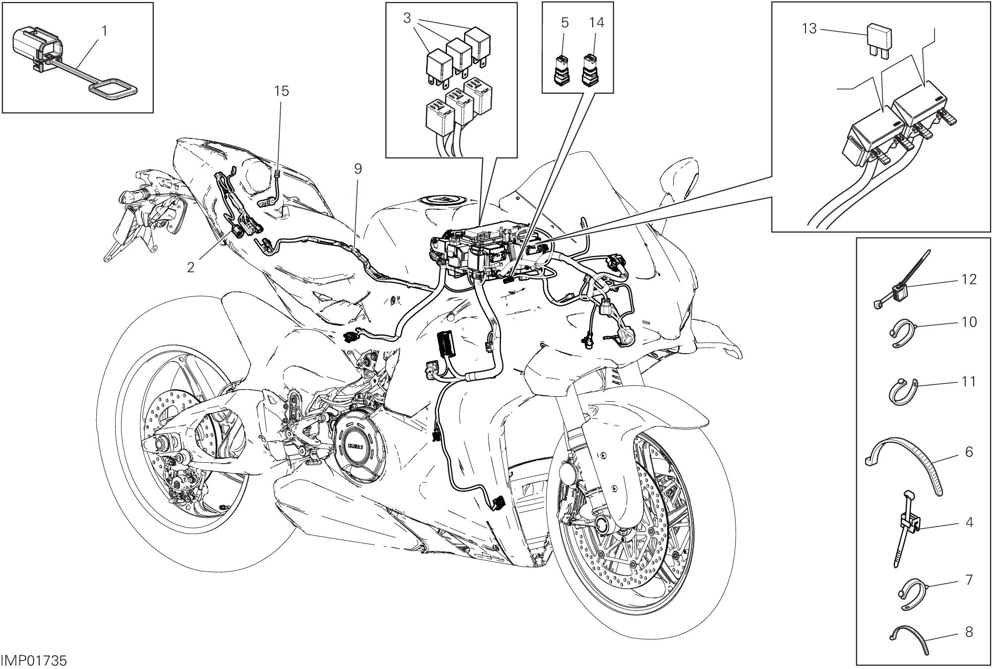 13C CIRCUIT ELECTRIQUE VEHICULE POUR SUPERBIKE PANIGALE V4 TRICOLORE 2025