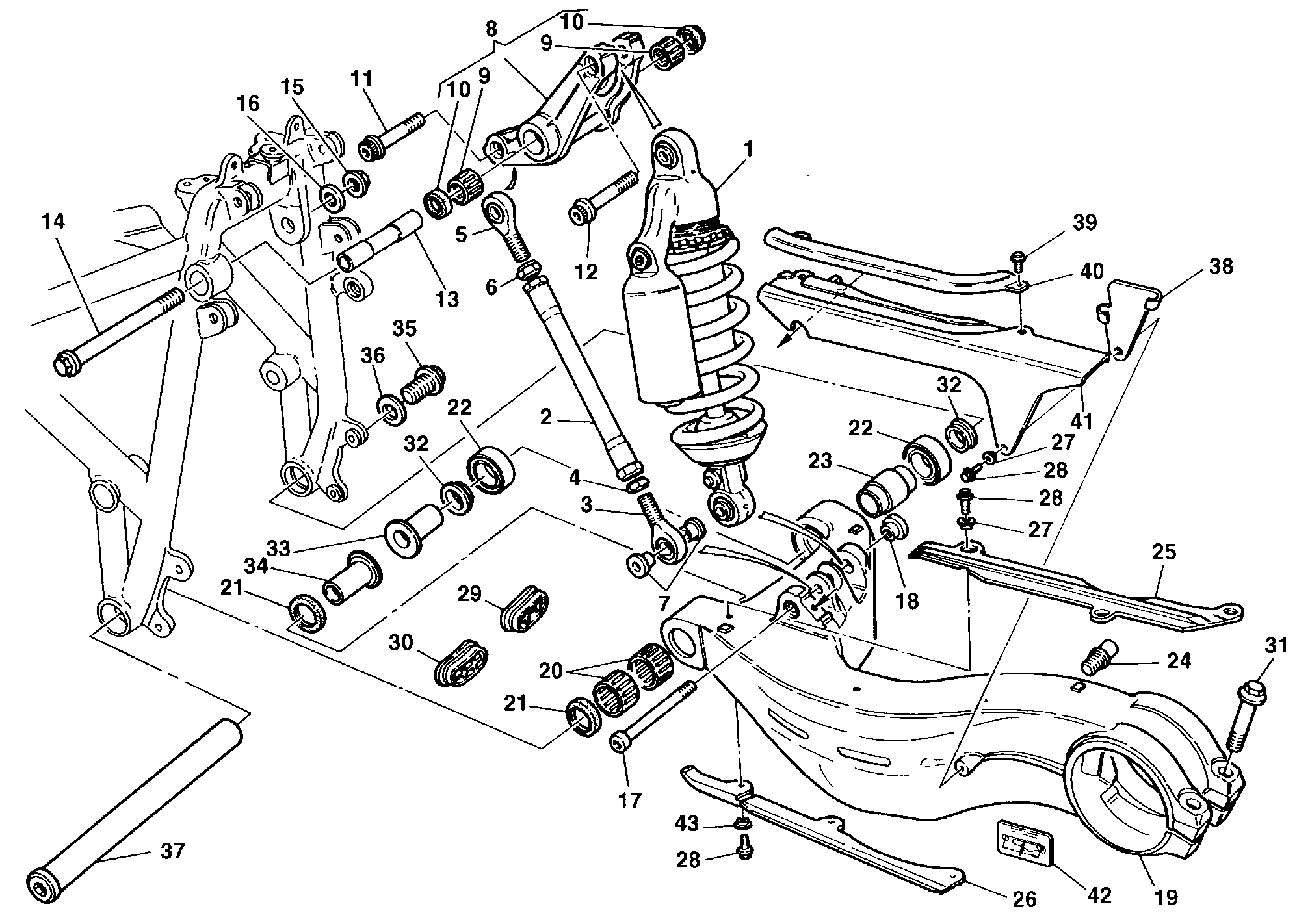 030 AMORTISSEUR ARRIERE POUR SUPERBIKE 916 SENNA 1998