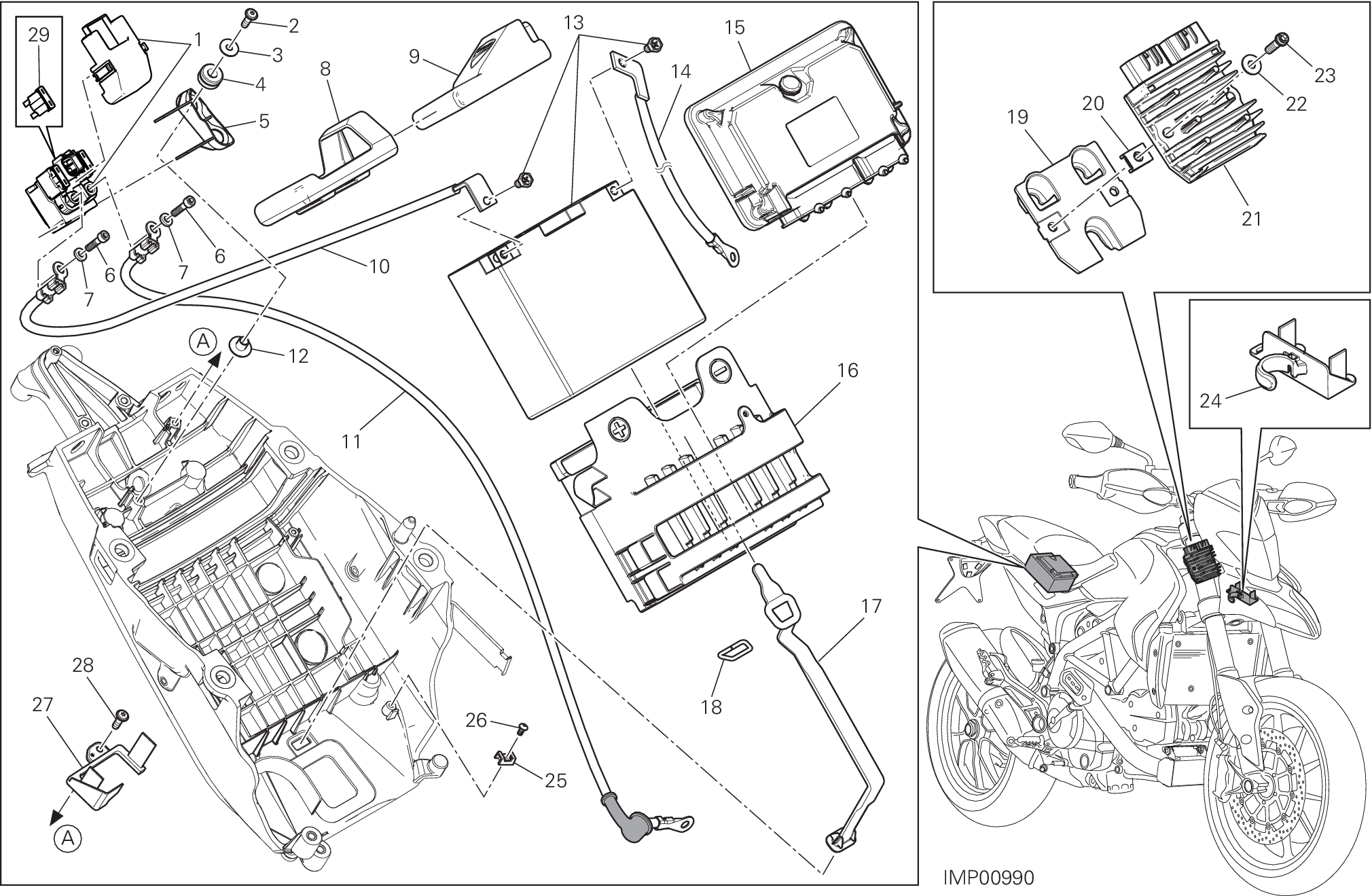 18A SUPPORT BATTERIE POUR HYPERMOTARD HYPERSTRADA 939 2016