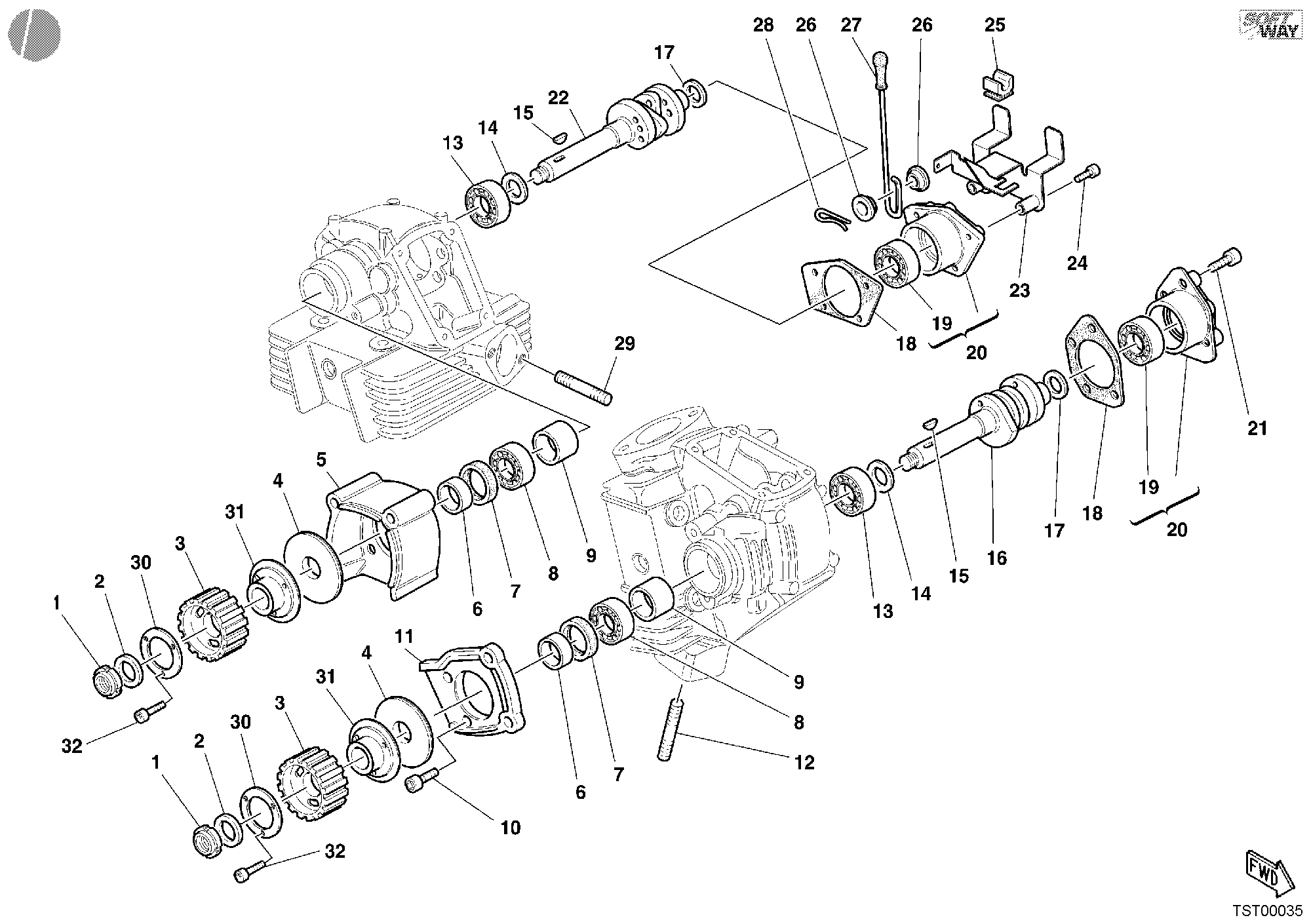 013 ARBRE A CAMES POUR SPORT TOURING ST2 2001