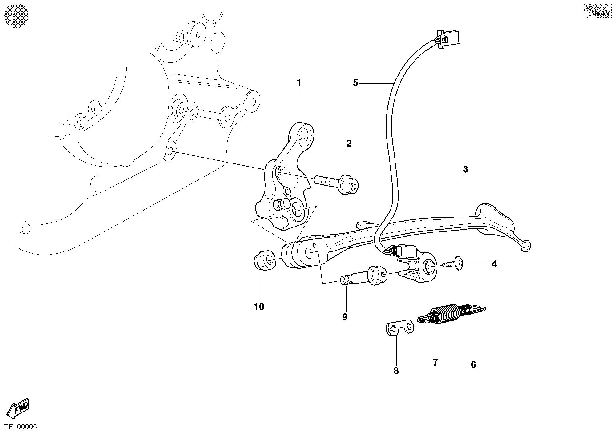 017 BEQUILLE LATERALE POUR MONSTER 620 2005