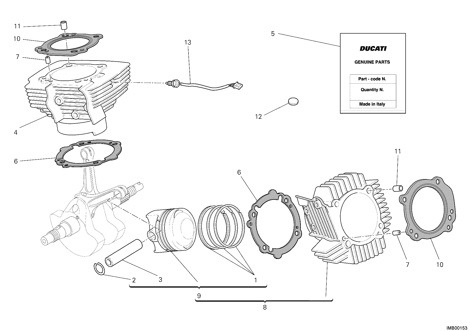 007 CYLINDRE PISTON POUR MONSTER 1100 S 2009