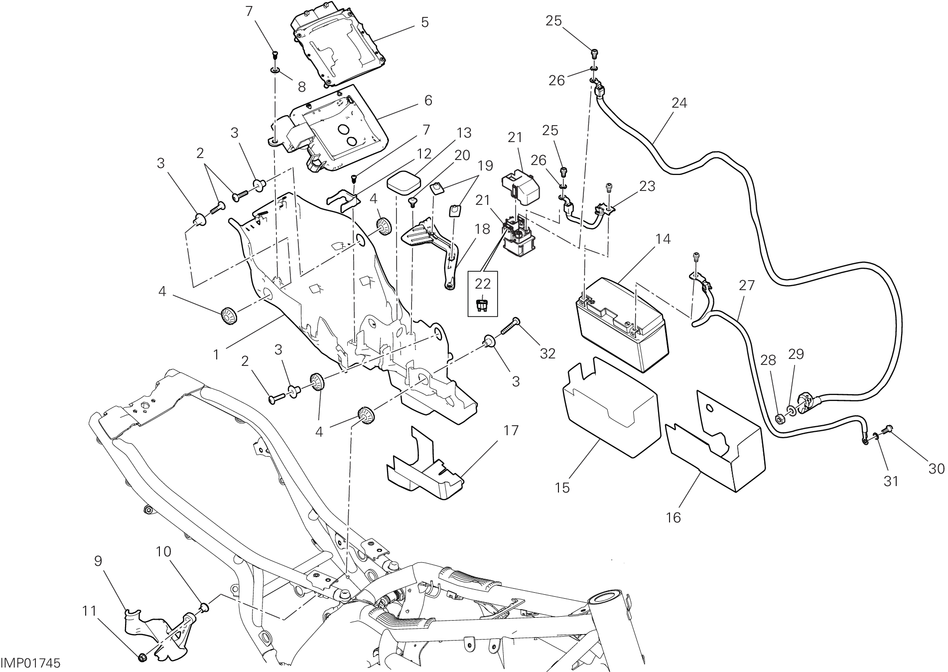13C SUPPORT BATTERIE POUR SCRAMBLER ICON DARK 2G 2025