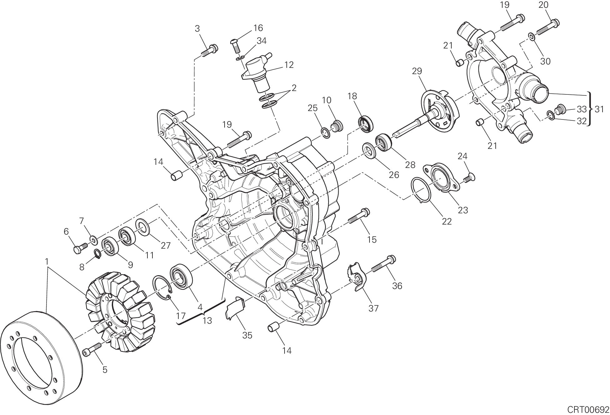 011 COUVERCLE GENERATEUR POUR MULTISTRADA 1200 ABS 2015
