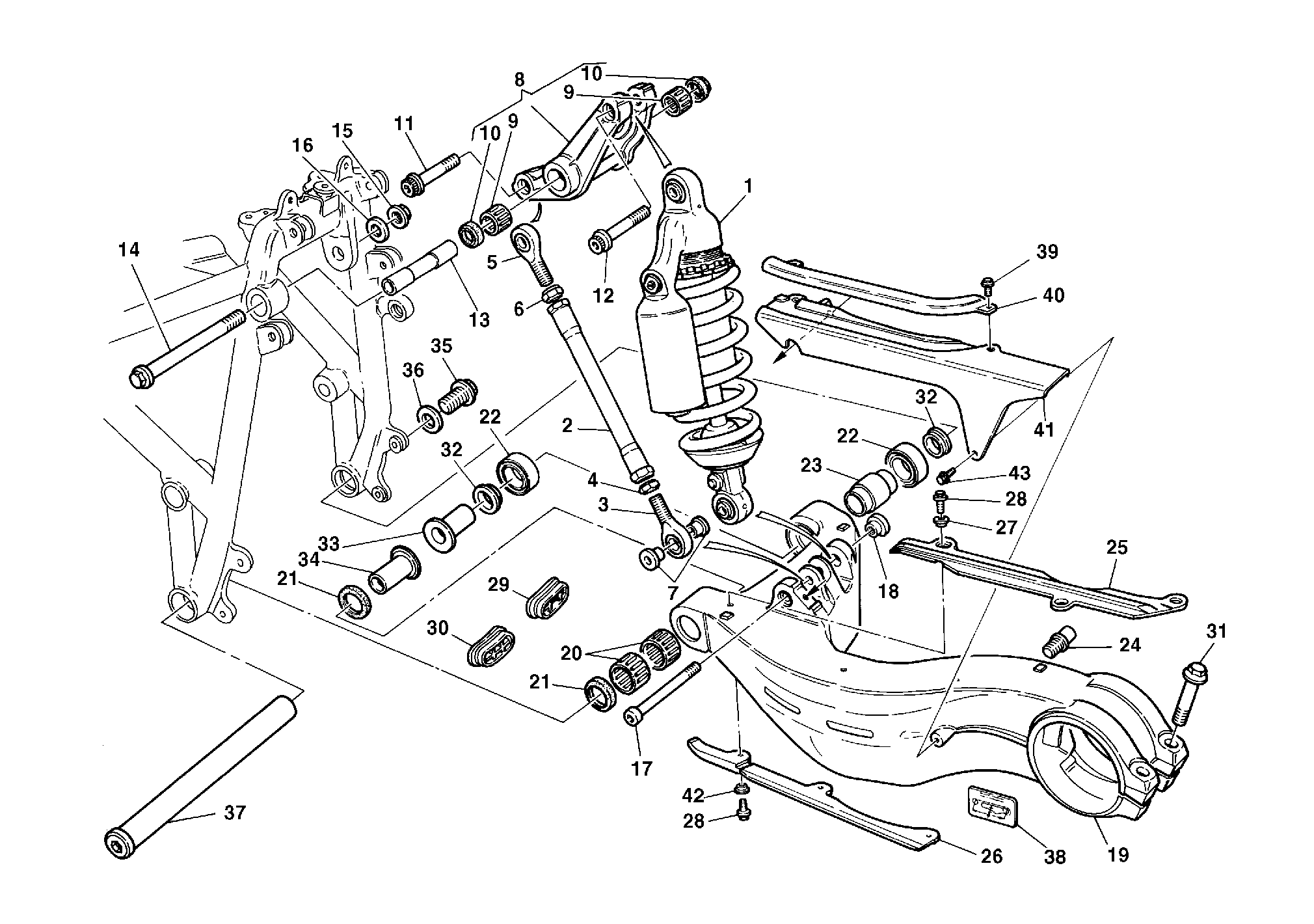 030 AMORTISSEUR ARRIERE POUR SUPERBIKE 996 SPS II 1999