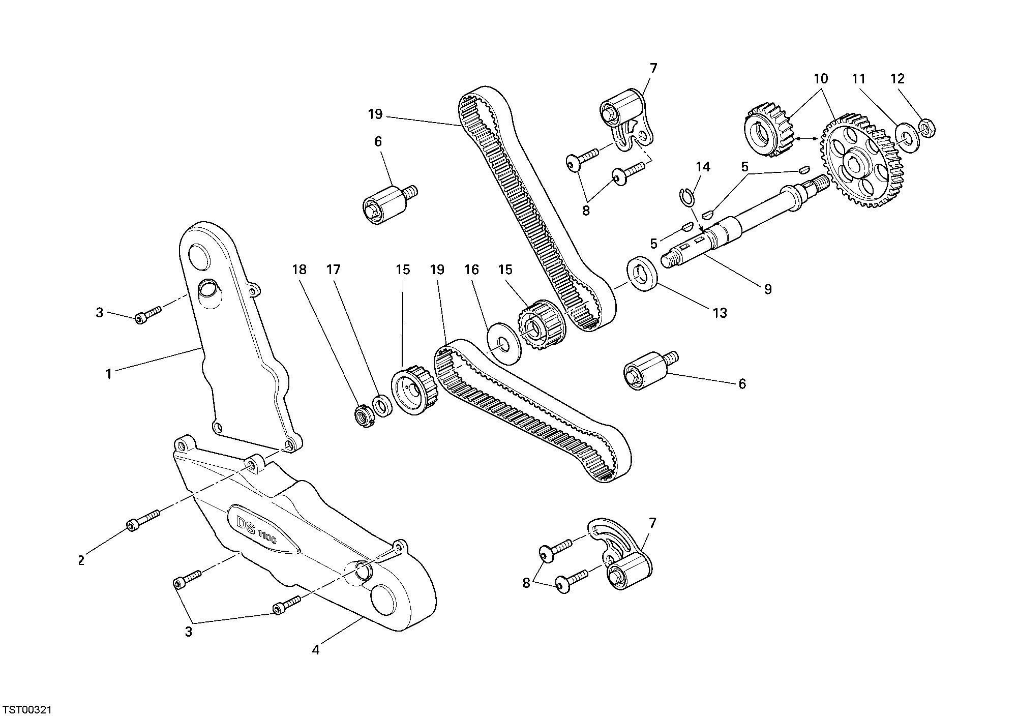 008 COURROIE DISTRIBUTION POUR HYPERMOTARD 1100 2009