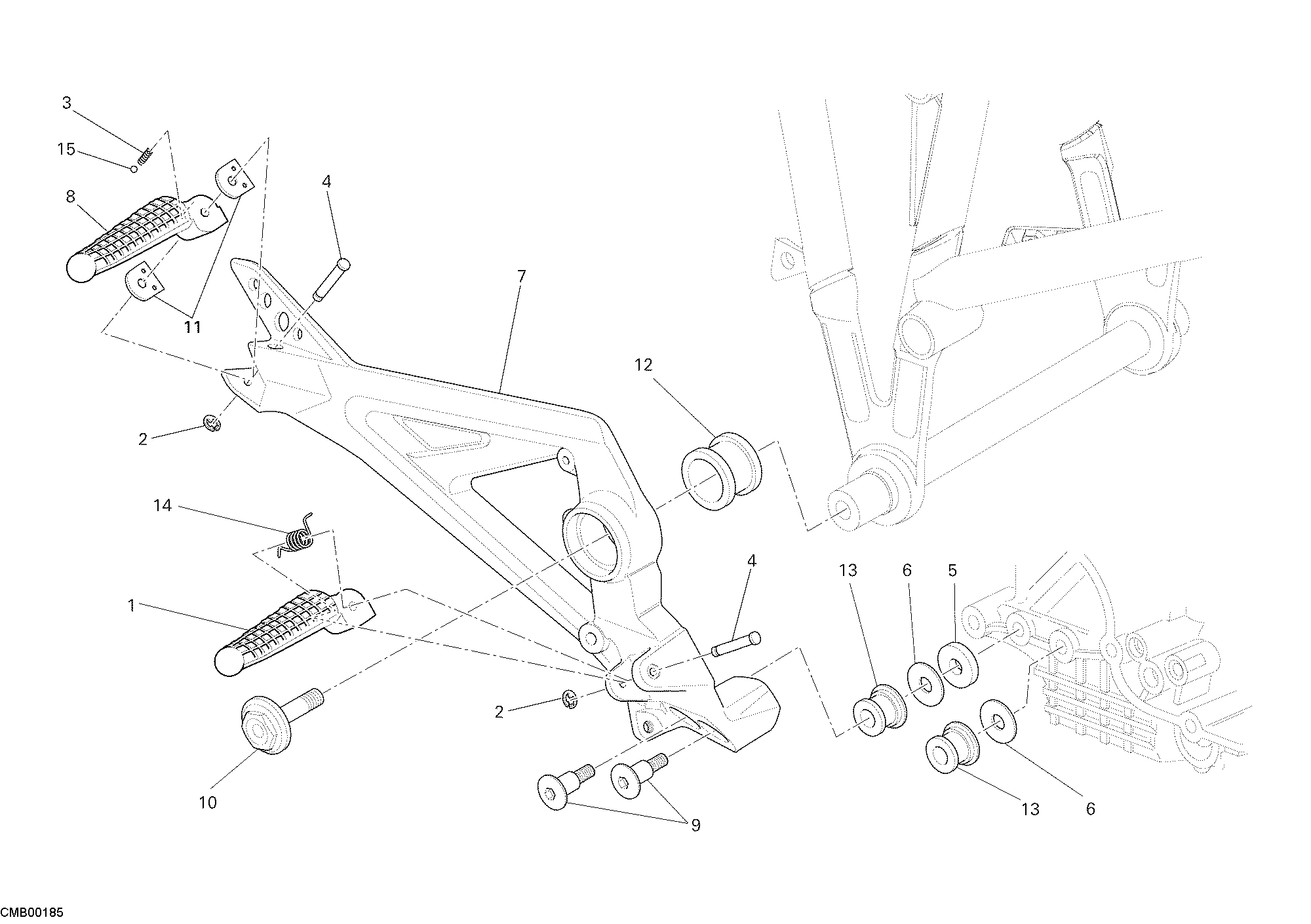 031 REPOSE PIEDS DROIT POUR MULTISTRADA 1100 2009