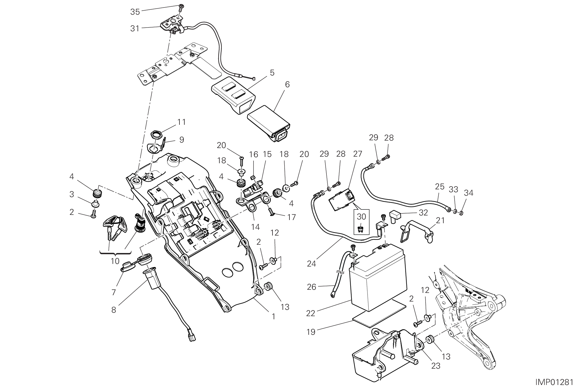 13C SUPPORT BATTERIE POUR SCRAMBLER 1100 PRO 2020
