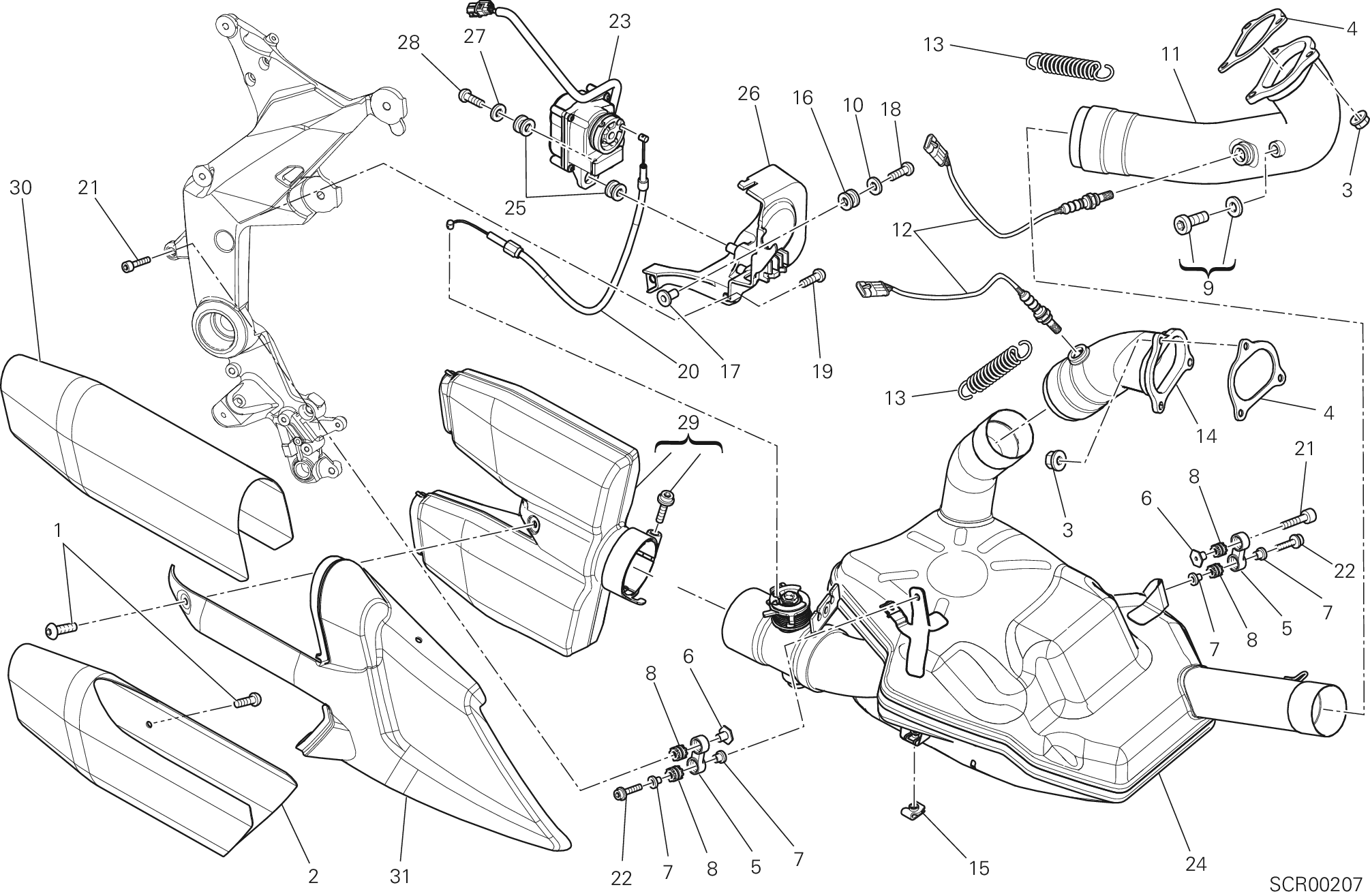 019 ECHAPPEMENT POUR MULTISTRADA 1200 ABS 2013