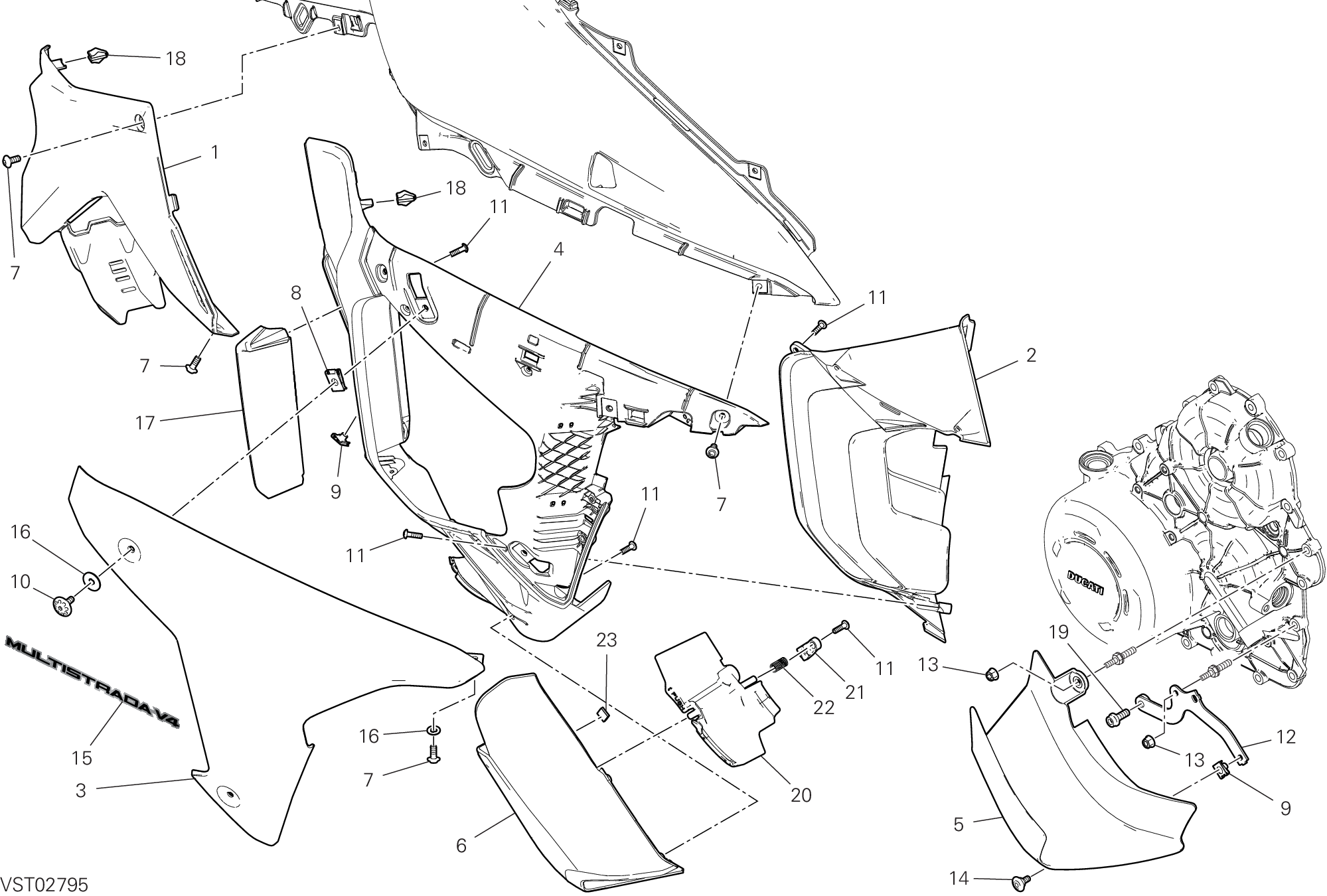 37E PANNEAU LATERAL DROIT POUR MULTISTRADA V4 2024