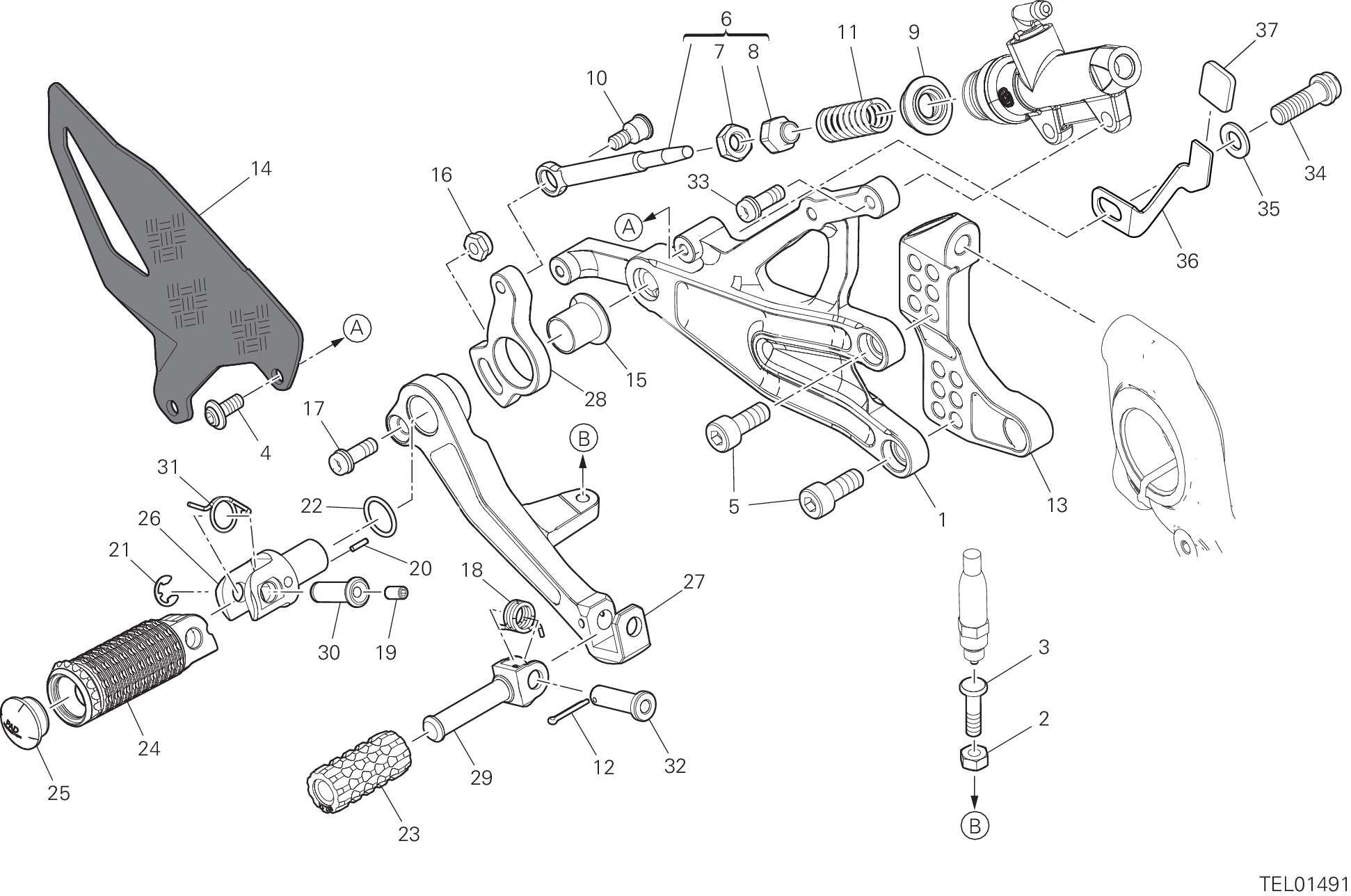 26B REPOSE PIEDS DROIT POUR SUPERBIKE PANIGALE V4 SP 2021