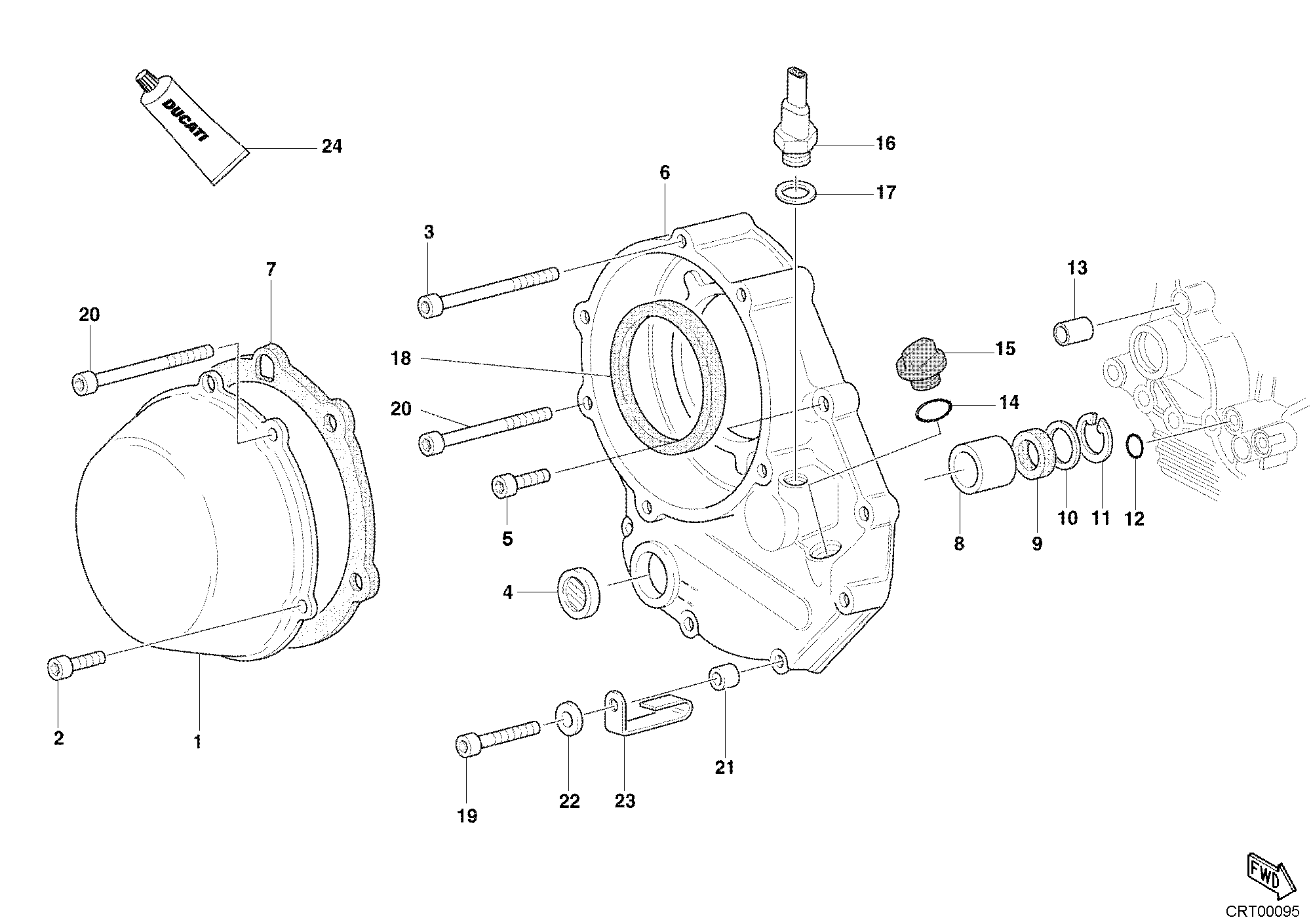 005 COUVERCLE EMBRAYAGE POUR SPORT TOURING ST2 2002