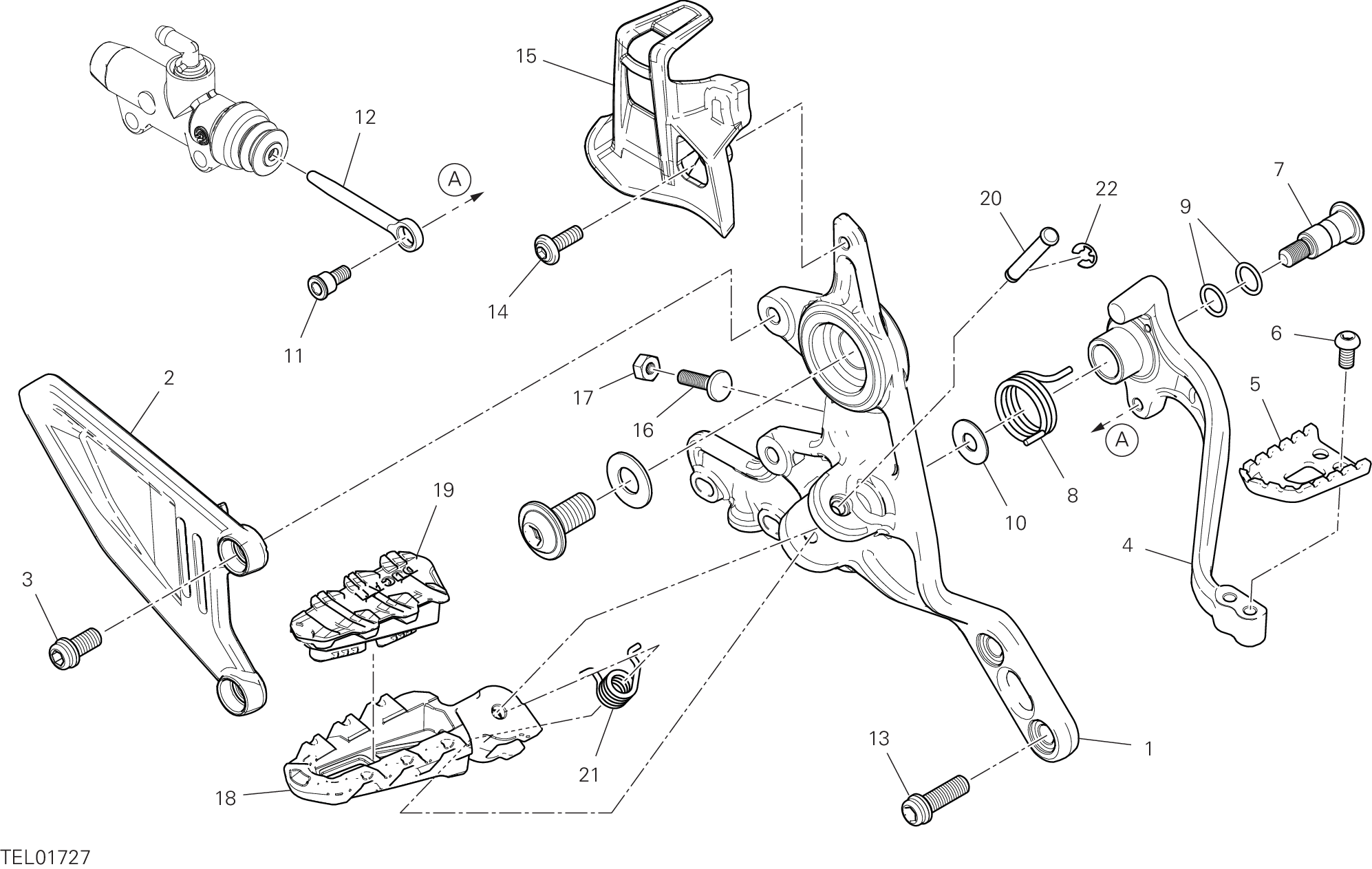 25B REPOSE PIEDS DROIT POUR HYPERMOTARD 698 MONO 2024