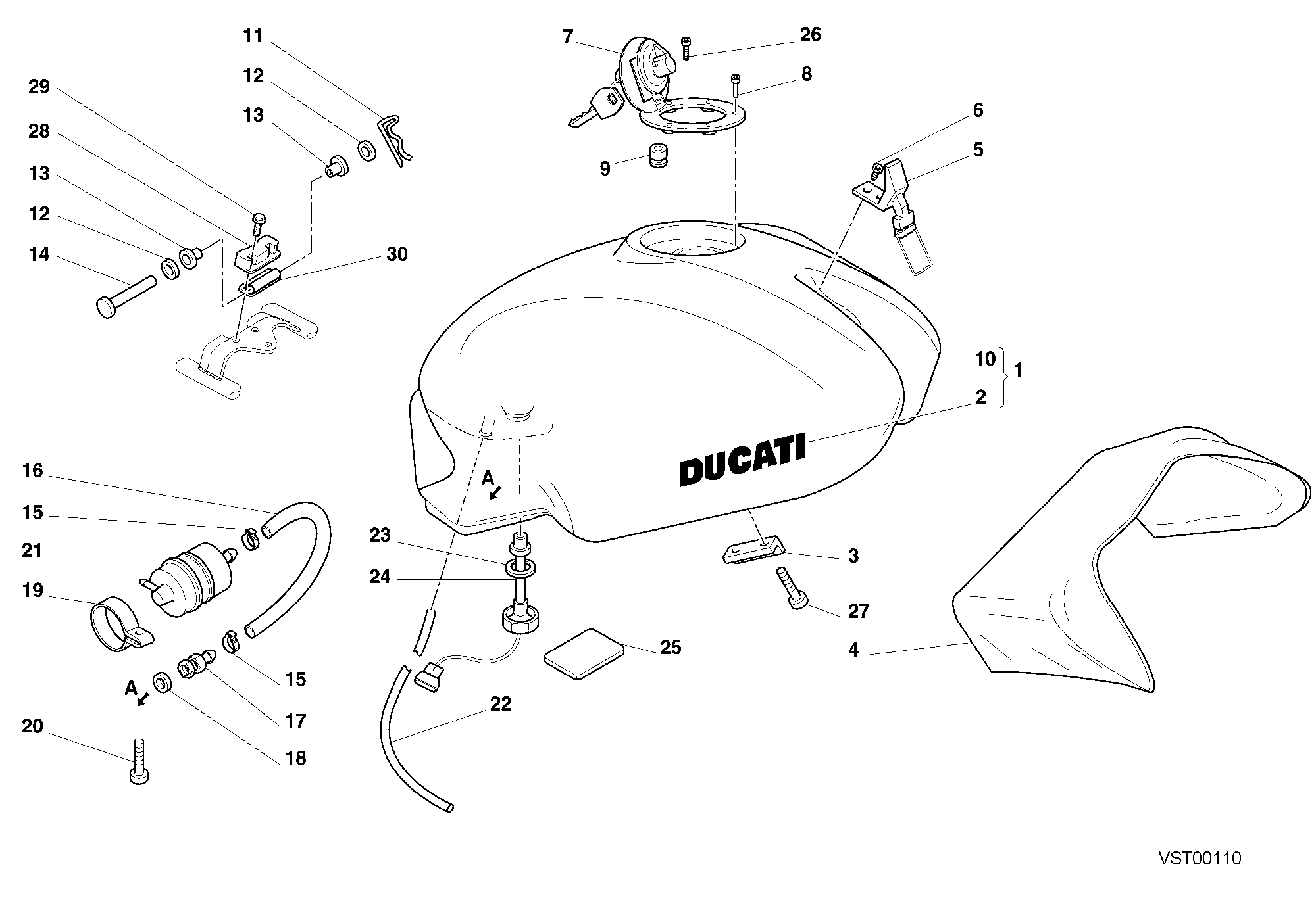 037 RESERVOIR CARBURANT POUR MONSTER 750 2001