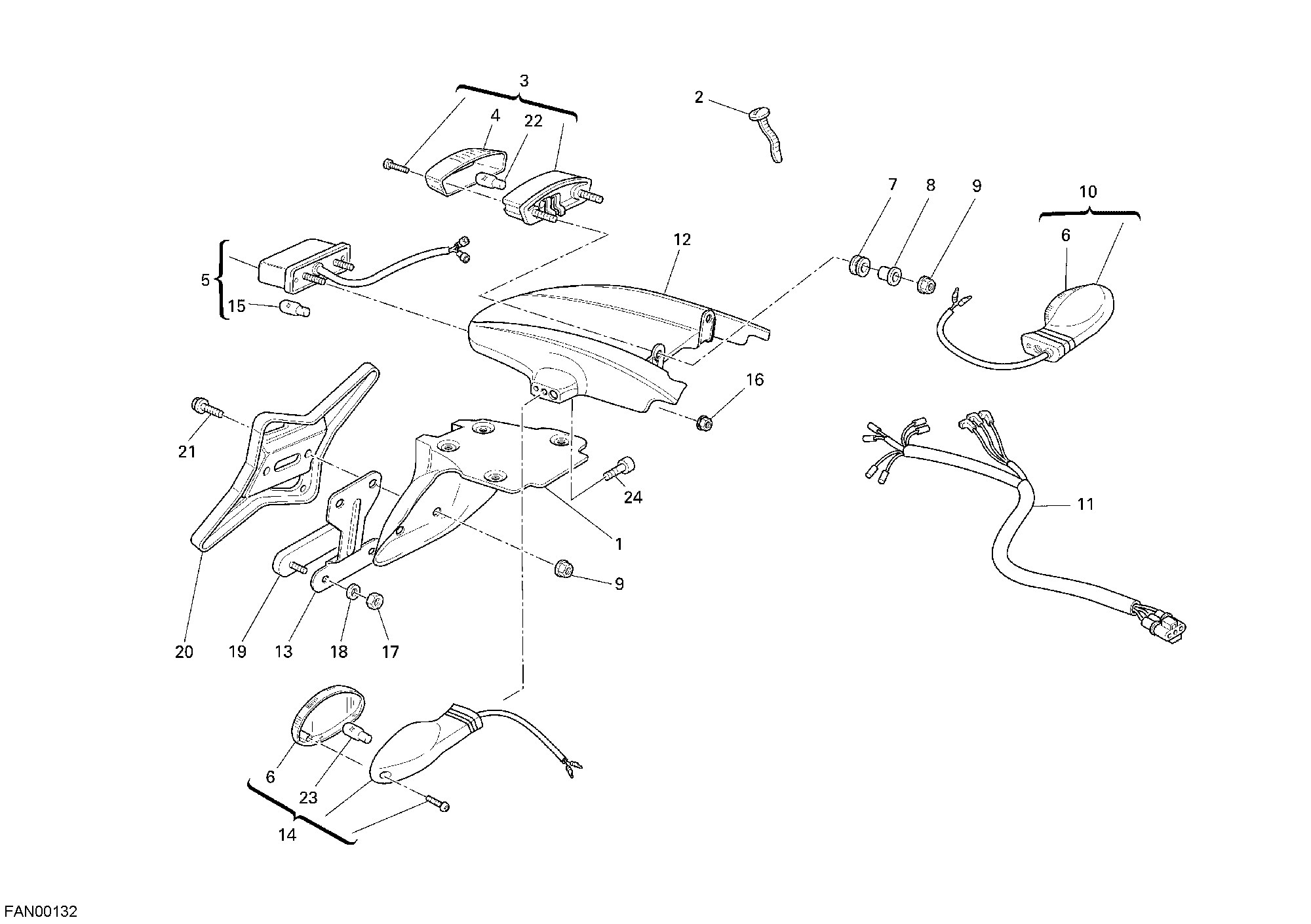 037 FEU ARRIERE POUR MONSTER S2R 800 2007