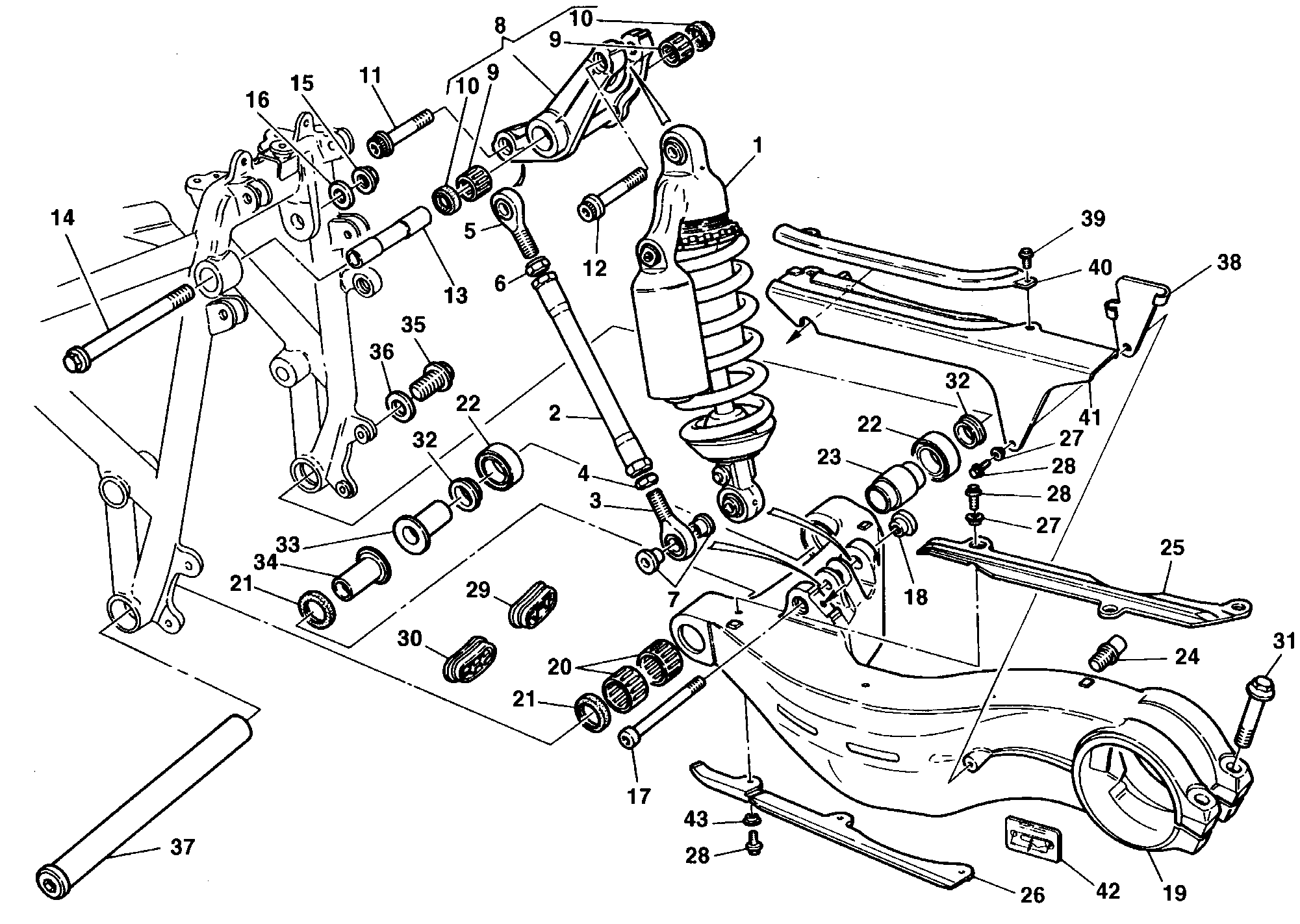 030 AMORTISSEUR ARRIERE POUR SUPERBIKE 748 1998