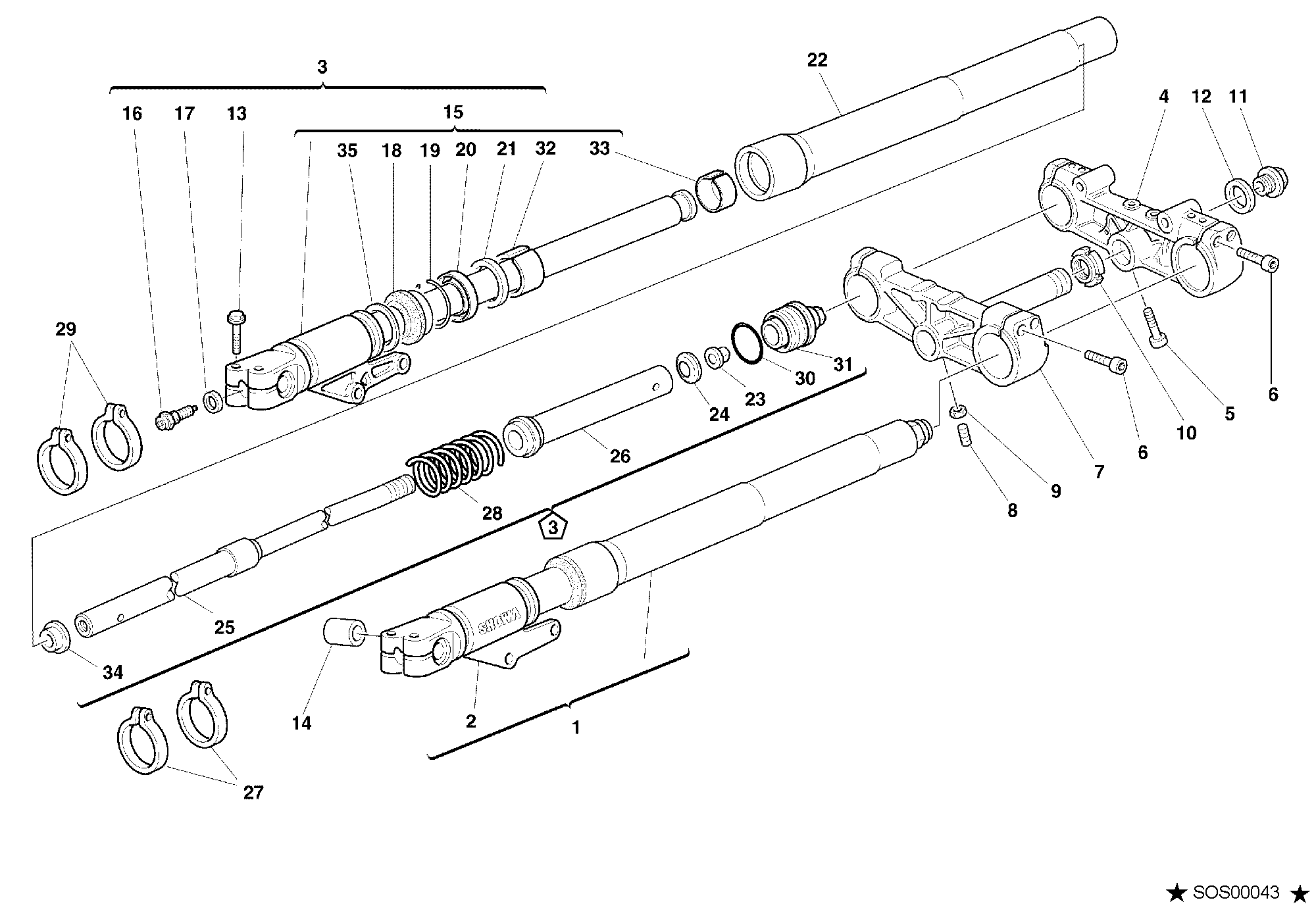 026 FOURCHE AVANT POUR MONSTER 400 2000