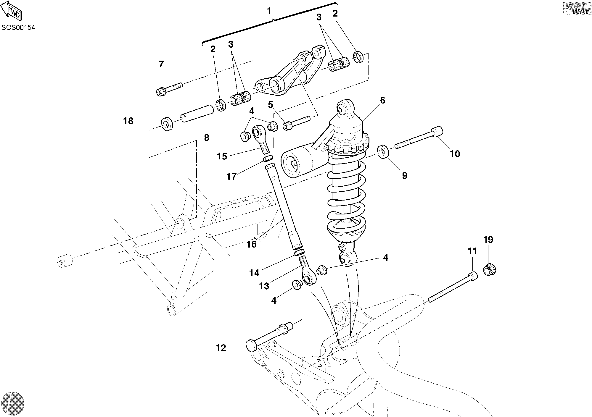 032 AMORTISSEUR ARRIERE POUR MONSTER S4R 2003