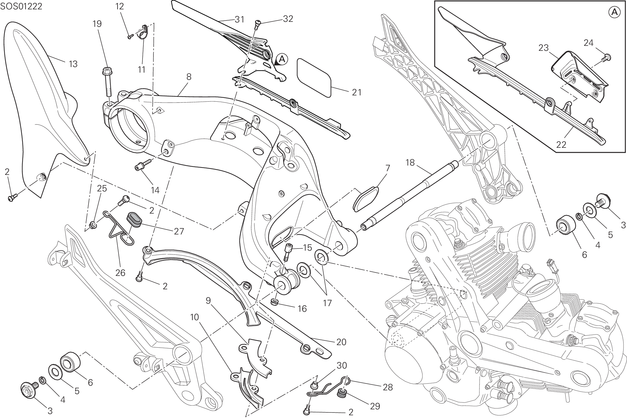 032 BRAS OSCILLANT POUR MONSTER 796 ABS 2011