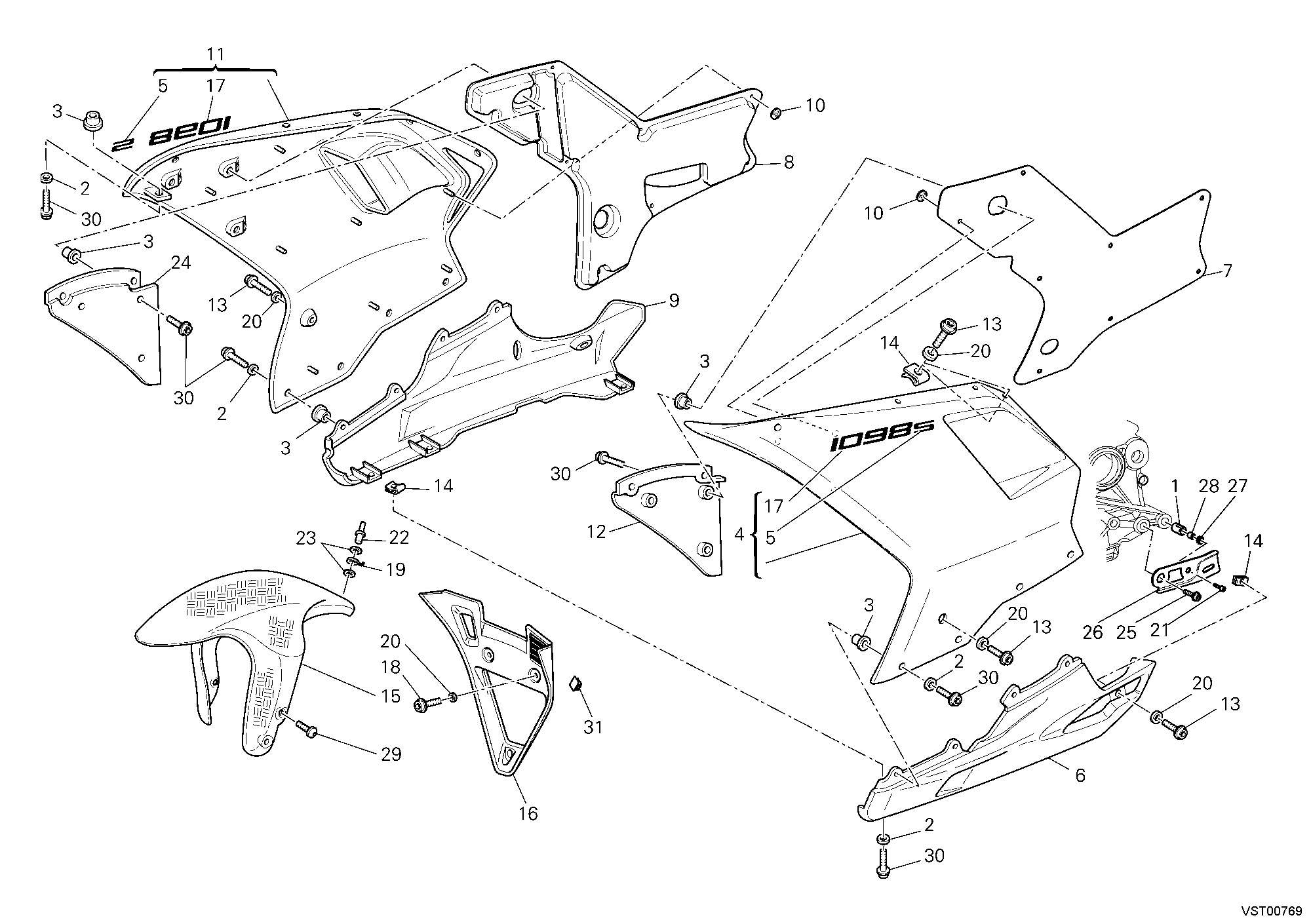 34A HABILLAGE POUR SUPERBIKE 1098 S 2008
