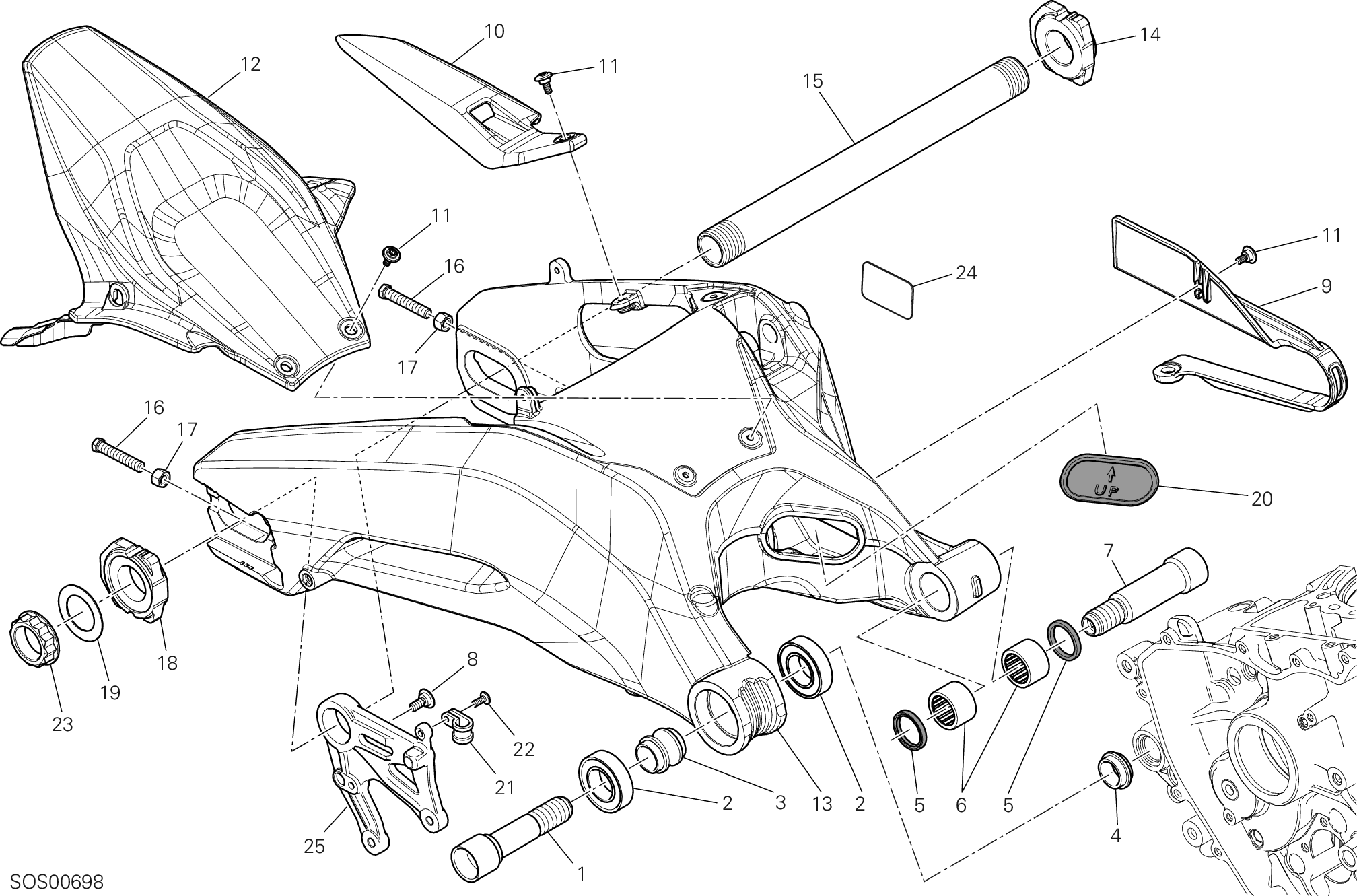 28A BRAS OSCILLANT ARRIERE POUR SUPERBIKE 899 PANIGALE ABS 2014