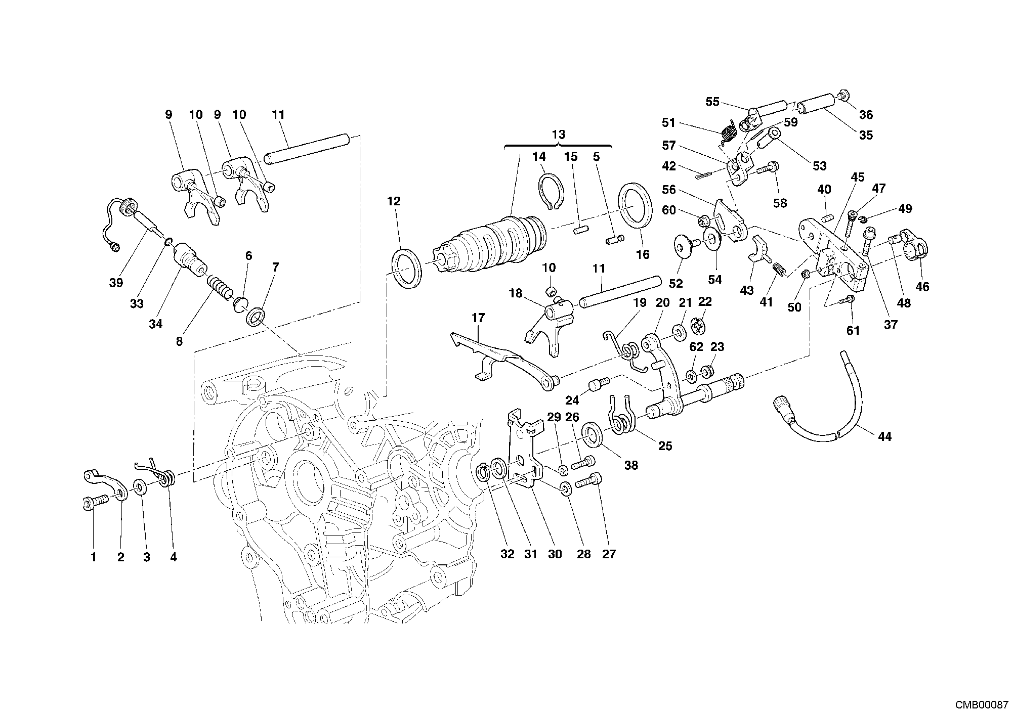 002 ARBRE SELECTEUR DE VITESSES POUR SUPERBIKE 999 RS 2005