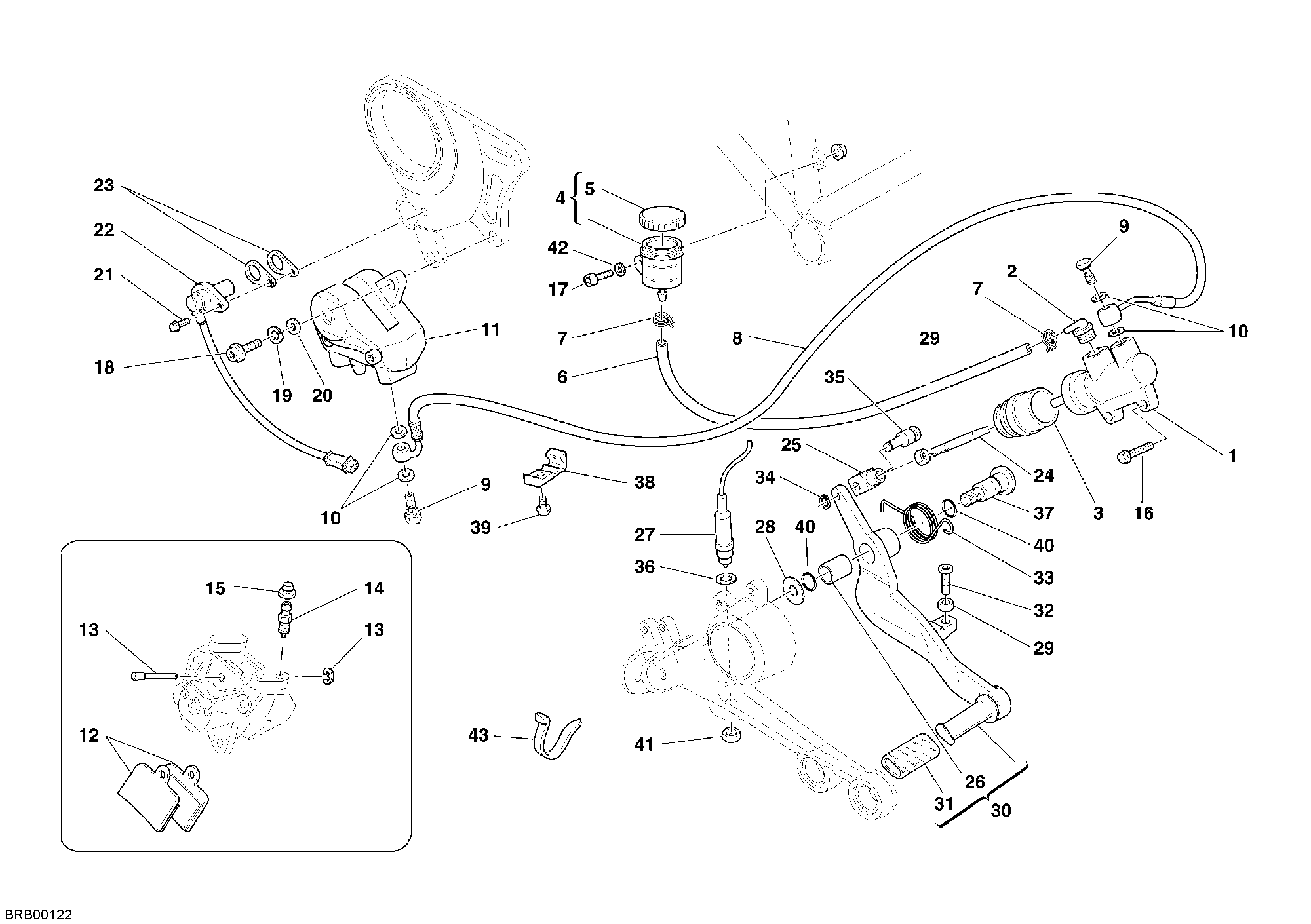 030 SYSTEME DE FREIN ARRIERE POUR MONSTER S2R 800 DARK 2005