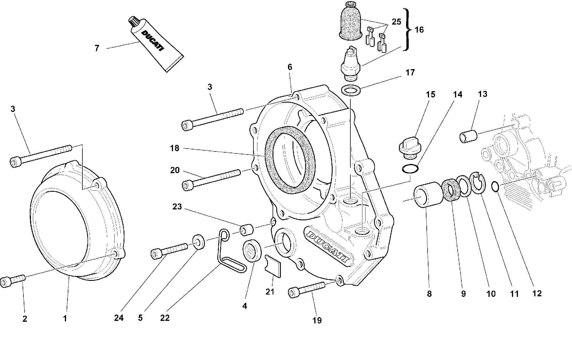 050 COUVERCLE EMBRAYAGE POUR SUPERBIKE 748 SPS 1999