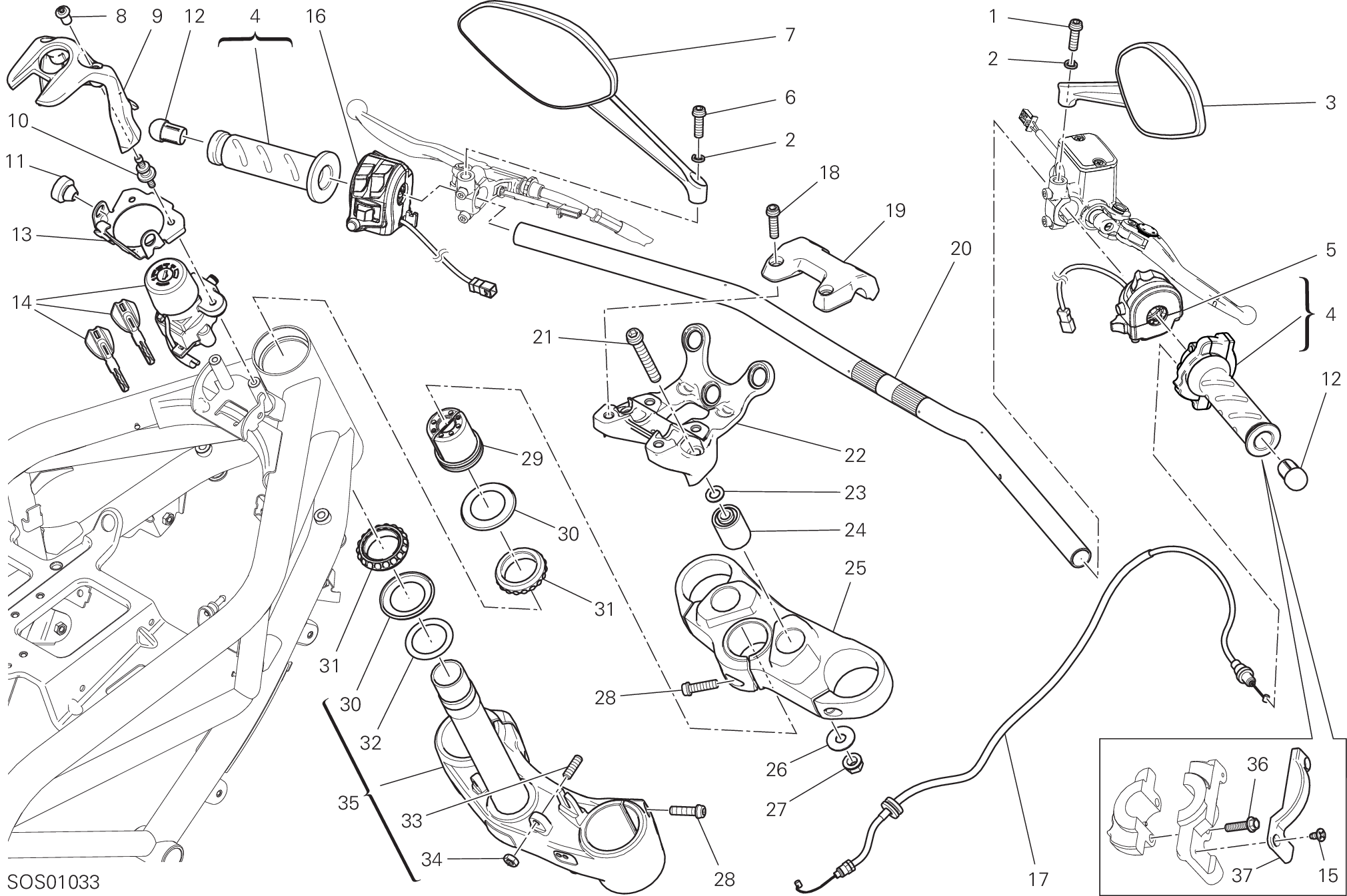 021 GUIDON ET COMMANDES POUR MONSTER 797 2019