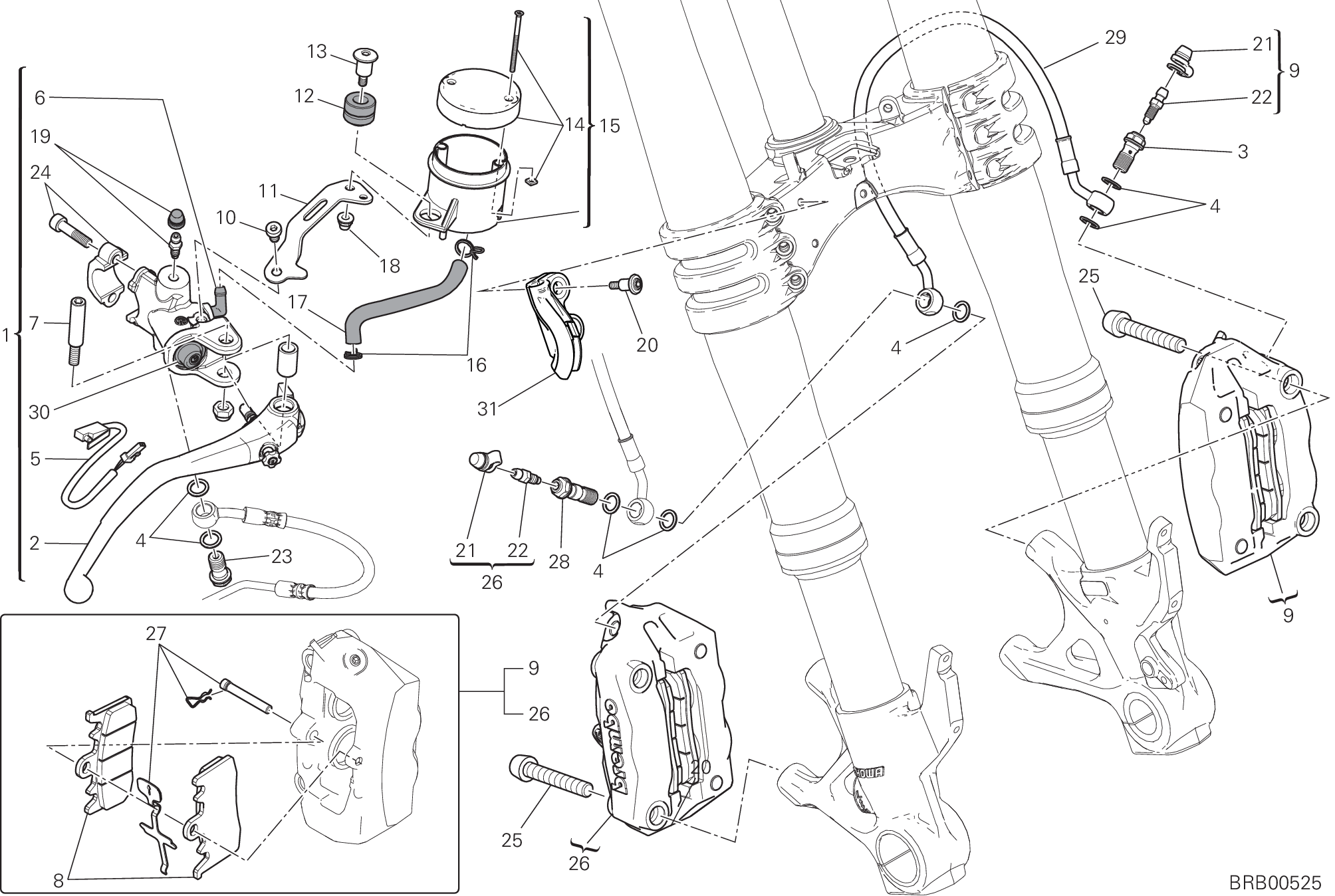 024 SYSTEME DE FREIN AVANT POUR SUPERBIKE 959 PANIGALE ABS 2016