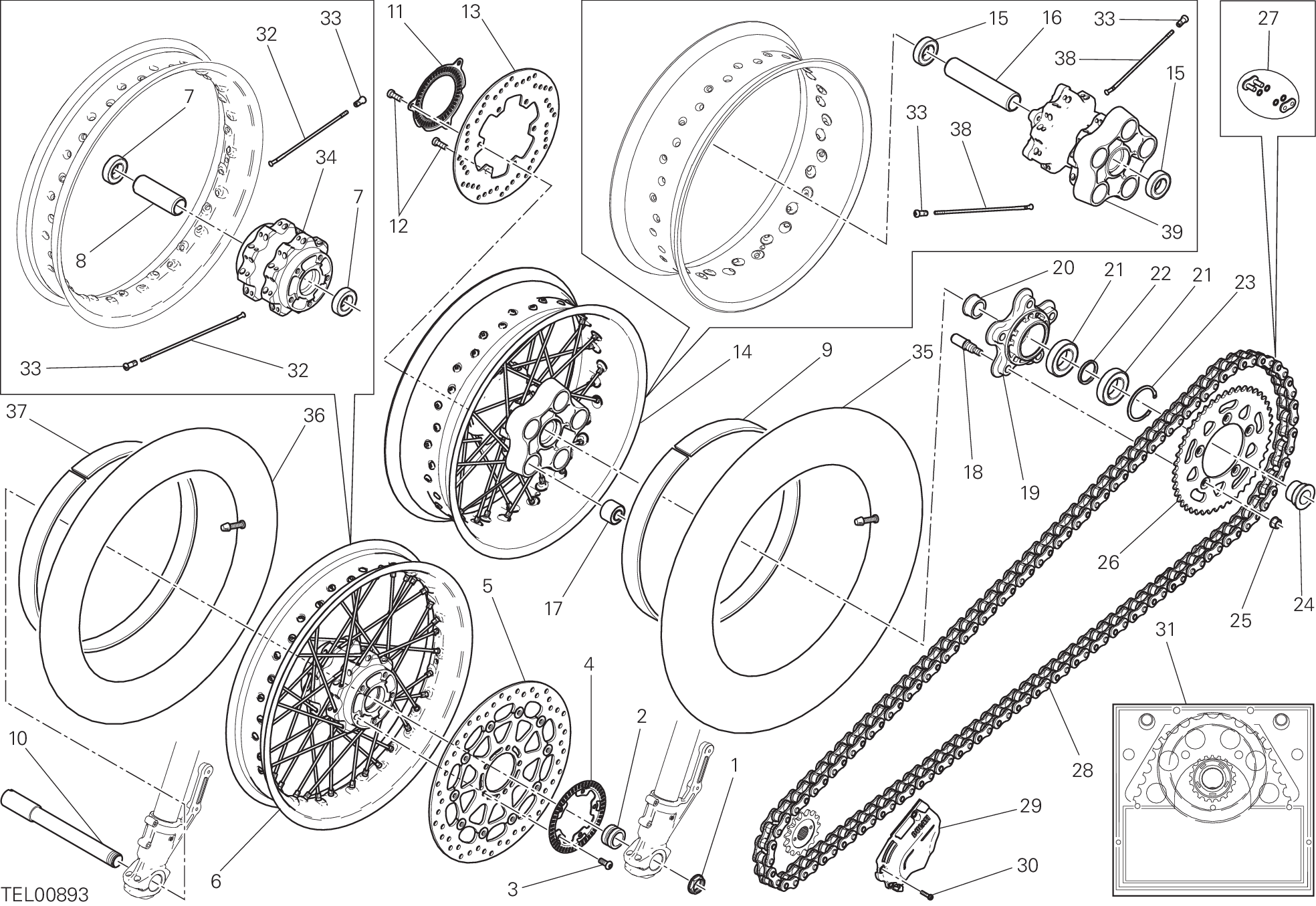 026 RUOTA ANTERIORE E POSTERIORE POUR SCRAMBLER CLASSIC 2015