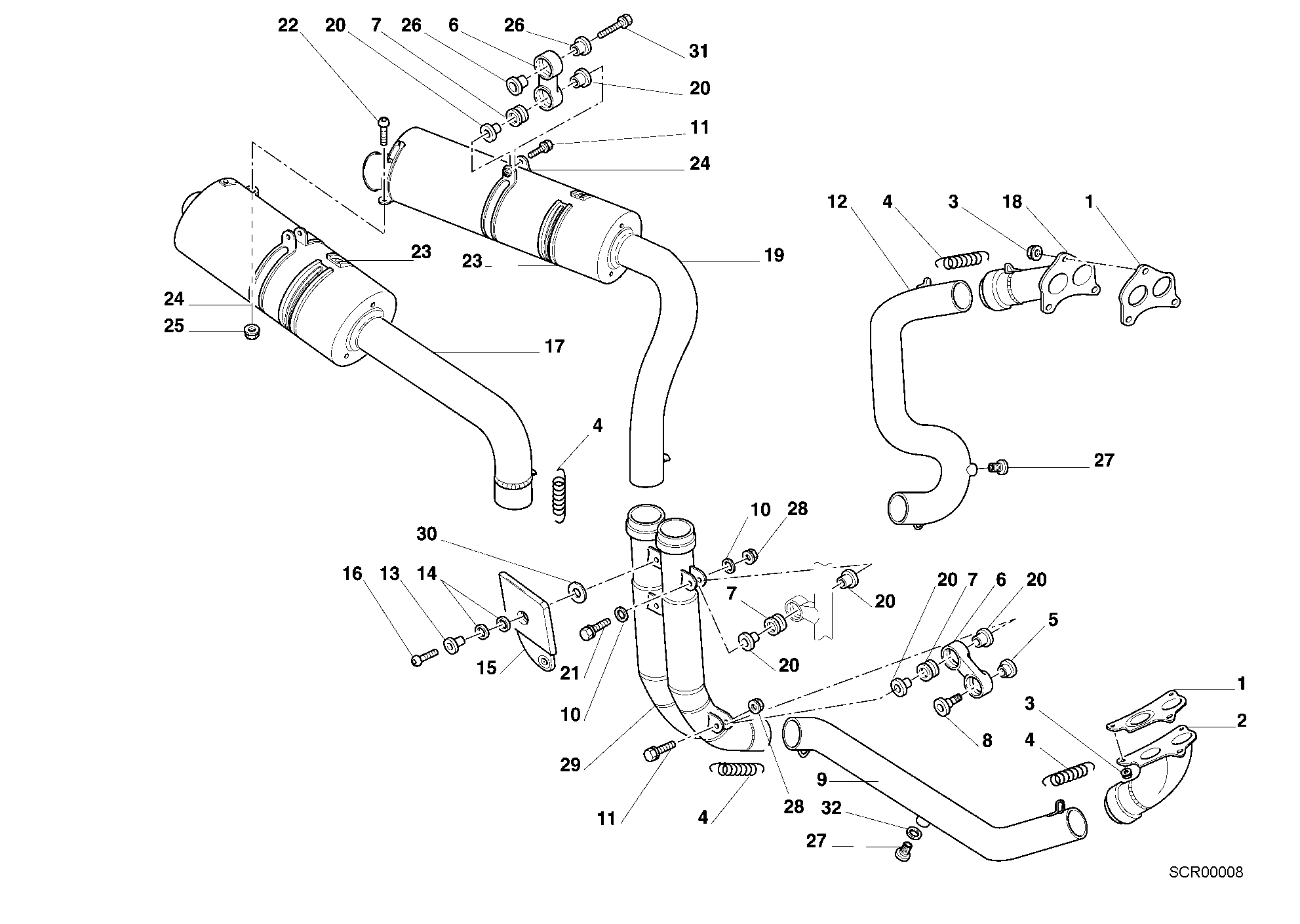 019 ECHAPPEMENT POUR SUPERBIKE 748 S 2000